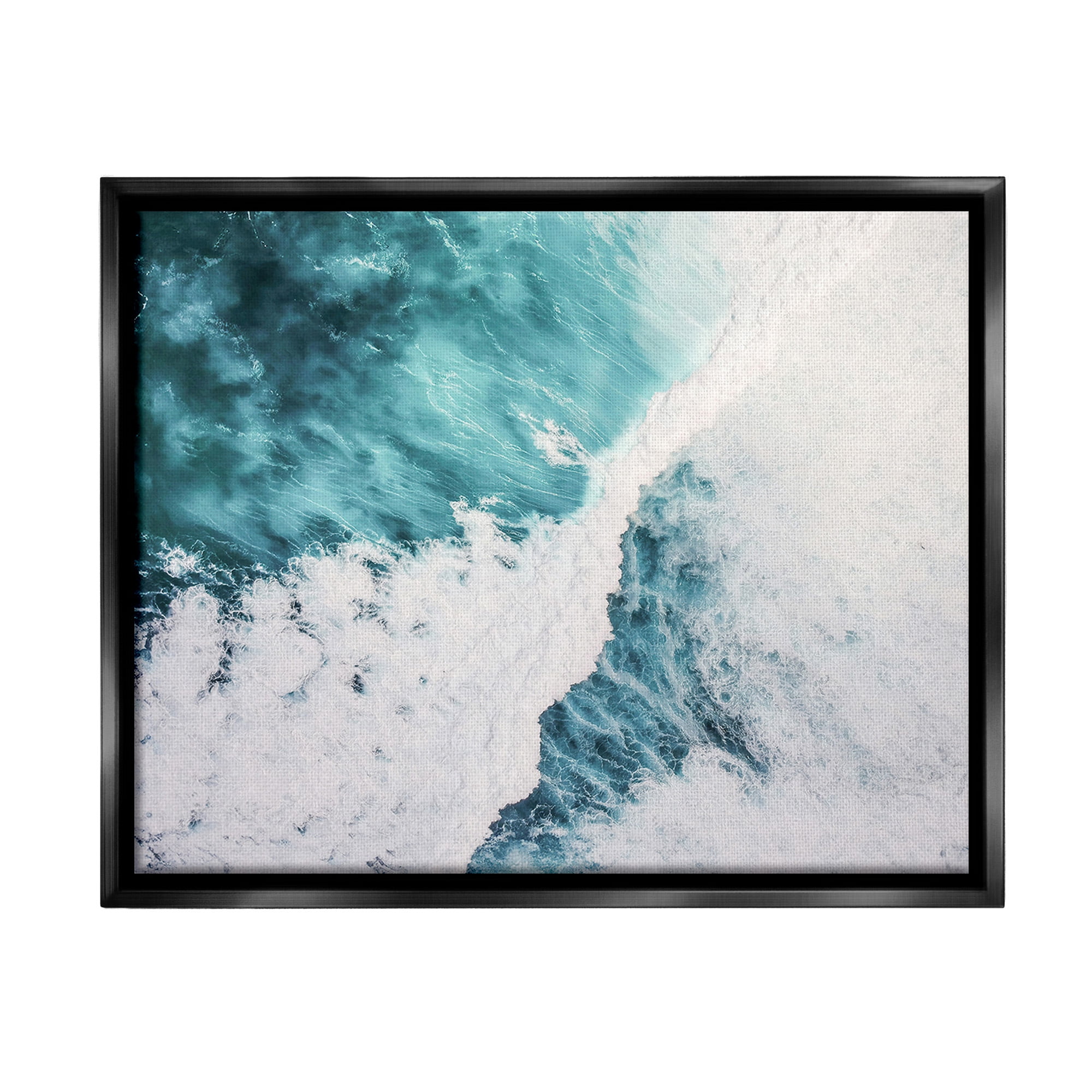 Stupell Industries Asymmetrical Splashing Waves Landscape Photography Black Floater Framed Canvas Art Print Wall Art, 21 x 17