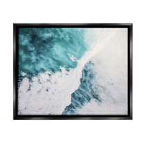 Stupell Industries Asymmetrical Splashing Waves Landscape Photography Black Floater Framed Canvas Art Print Wall Art, 21 x 17
