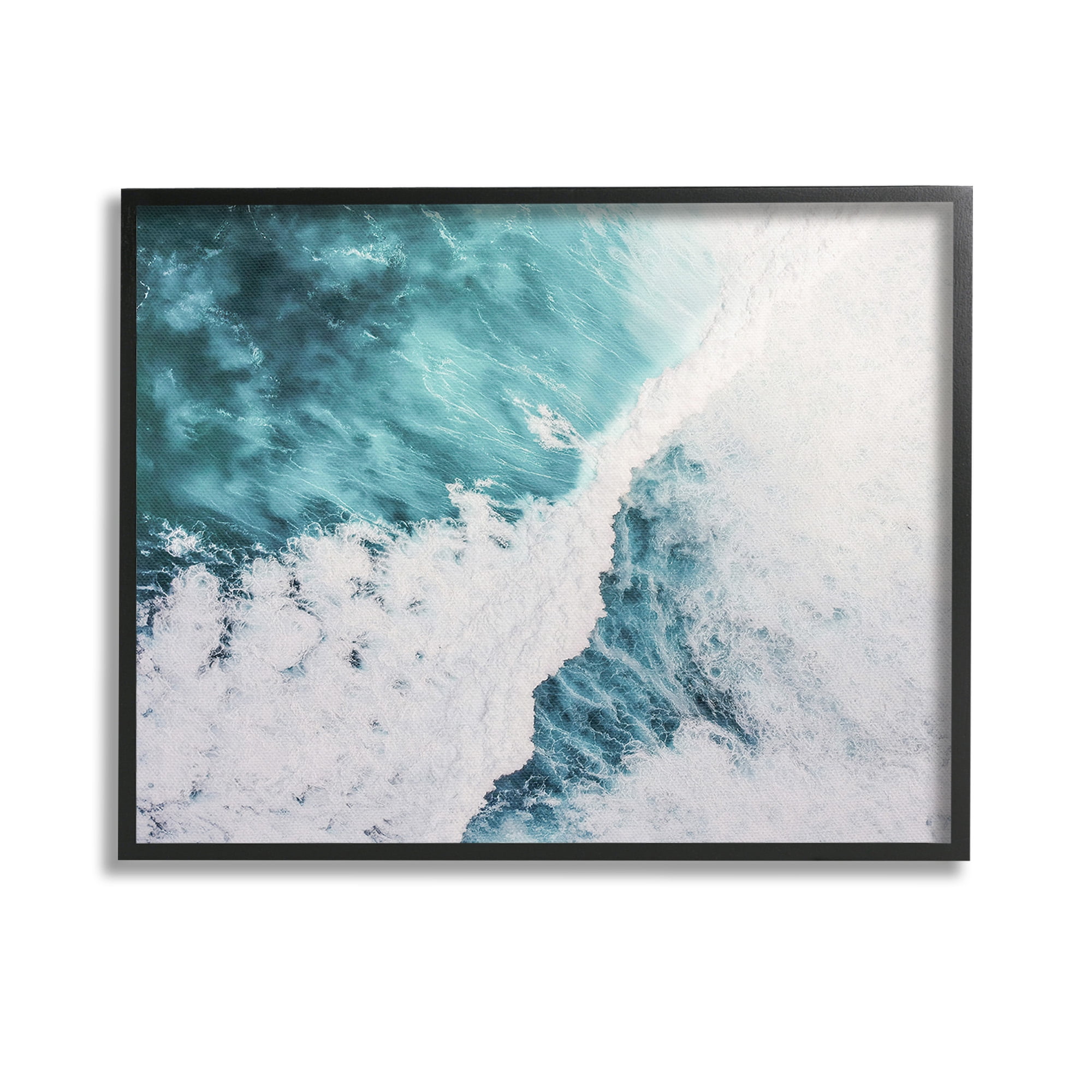 Stupell Industries Asymmetrical Splashing Waves Landscape Photography Black Framed Art Print Wall Art, 14 x 11