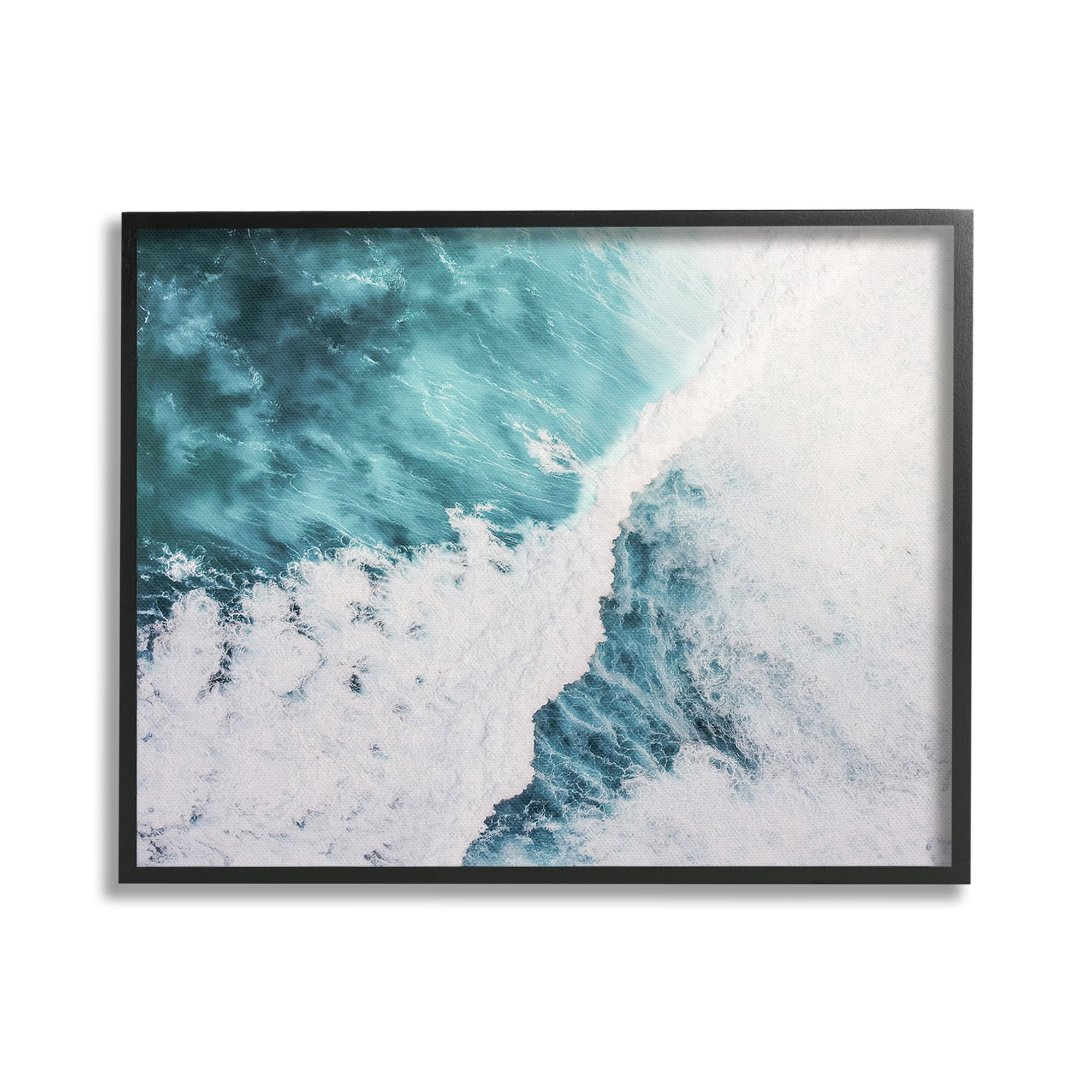 Stupell Industries Asymmetrical Splashing Waves Landscape Photography Black Framed Art Print Wall Art, 30 x 24