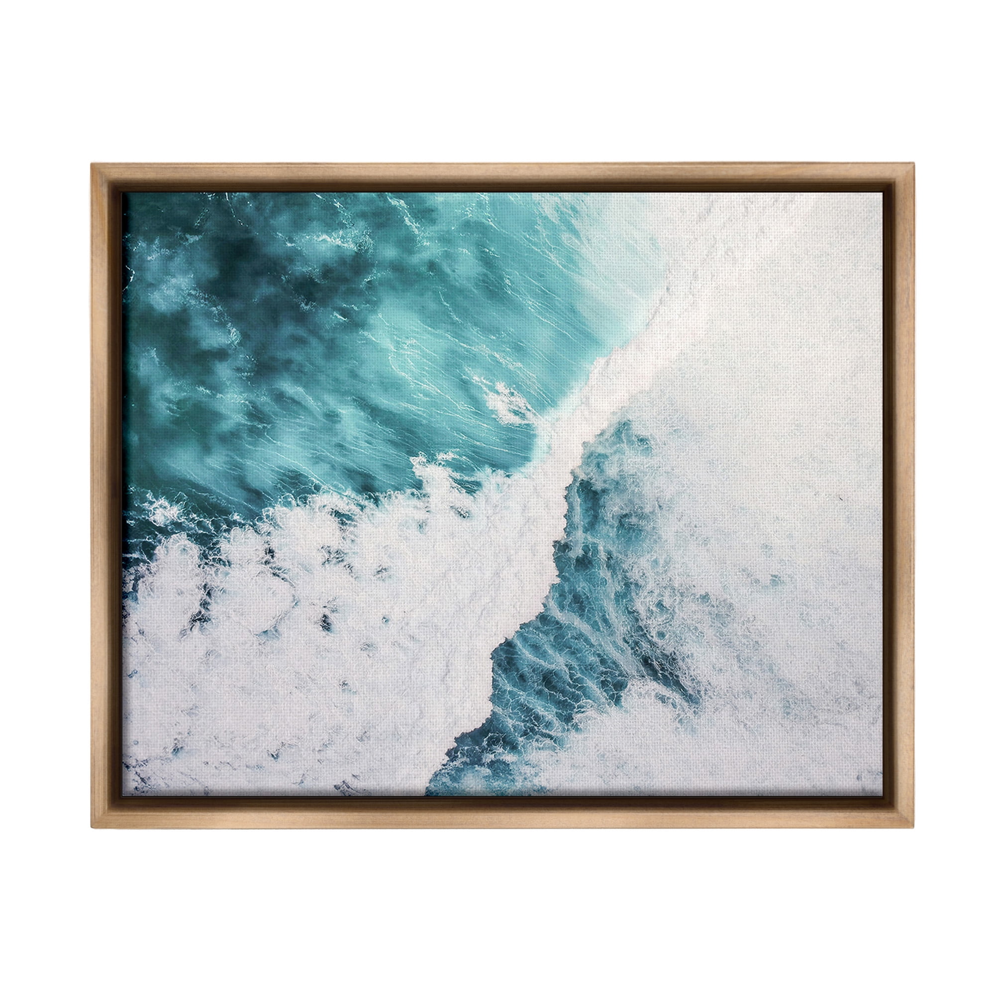 Stupell Industries Asymmetrical Splashing Waves Landscape Photography Brown Floater Framed Canvas Art Print Wall Art, 31 x 25