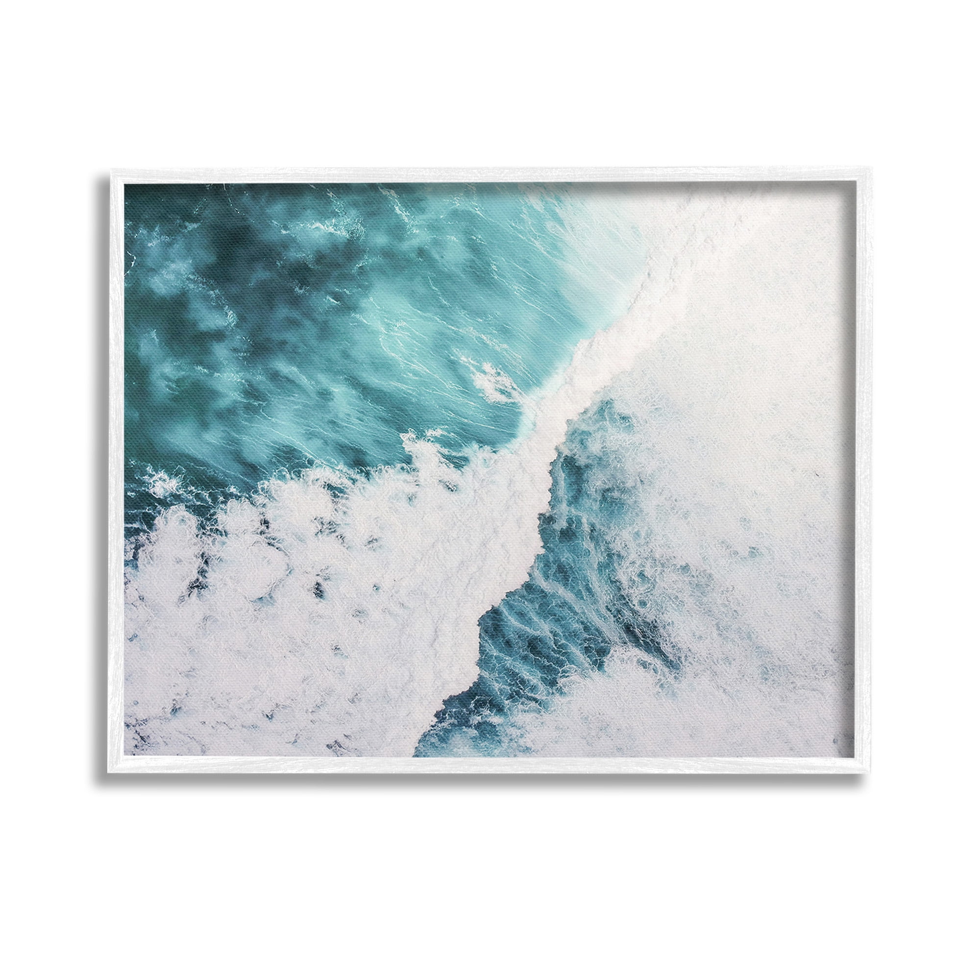 Stupell Industries Asymmetrical Splashing Waves Landscape Photography White Framed Art Print Wall Art, 14 x 11