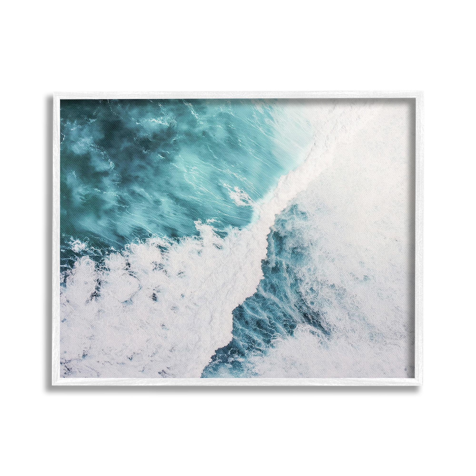 Stupell Industries Asymmetrical Splashing Waves Landscape Photography White Framed Art Print Wall Art, 30 x 24