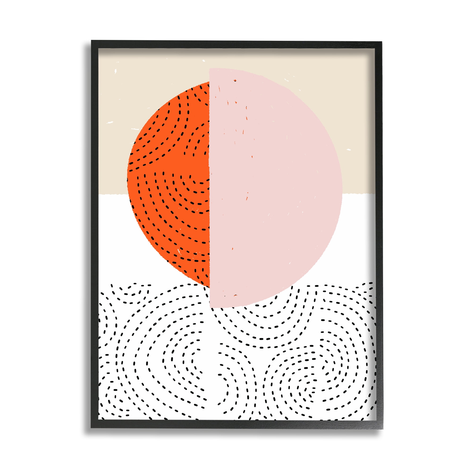 Stupell Industries Asymmetrical Sun Horizon Geometric Abstraction Dotted Lines Abstract Painting Black Framed Art Print Wall Art, 11 x 14