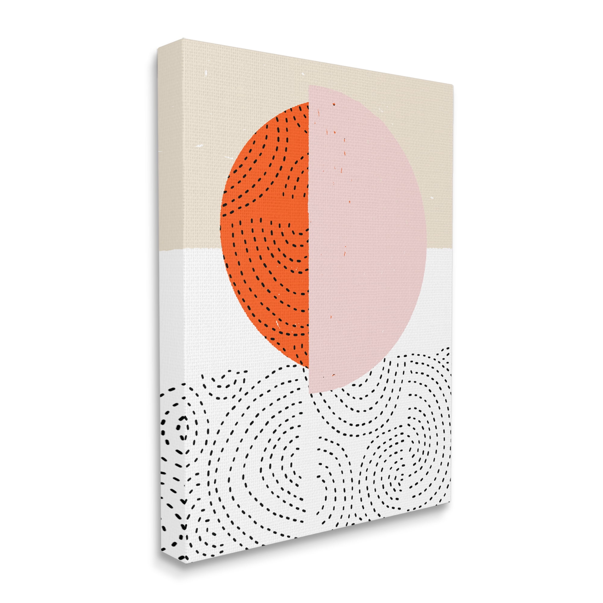 Stupell Industries Asymmetrical Sun Horizon Geometric Abstraction Dotted Lines Abstract Painting Gallery Wrapped Canvas Print Wall Art, 30 x 40