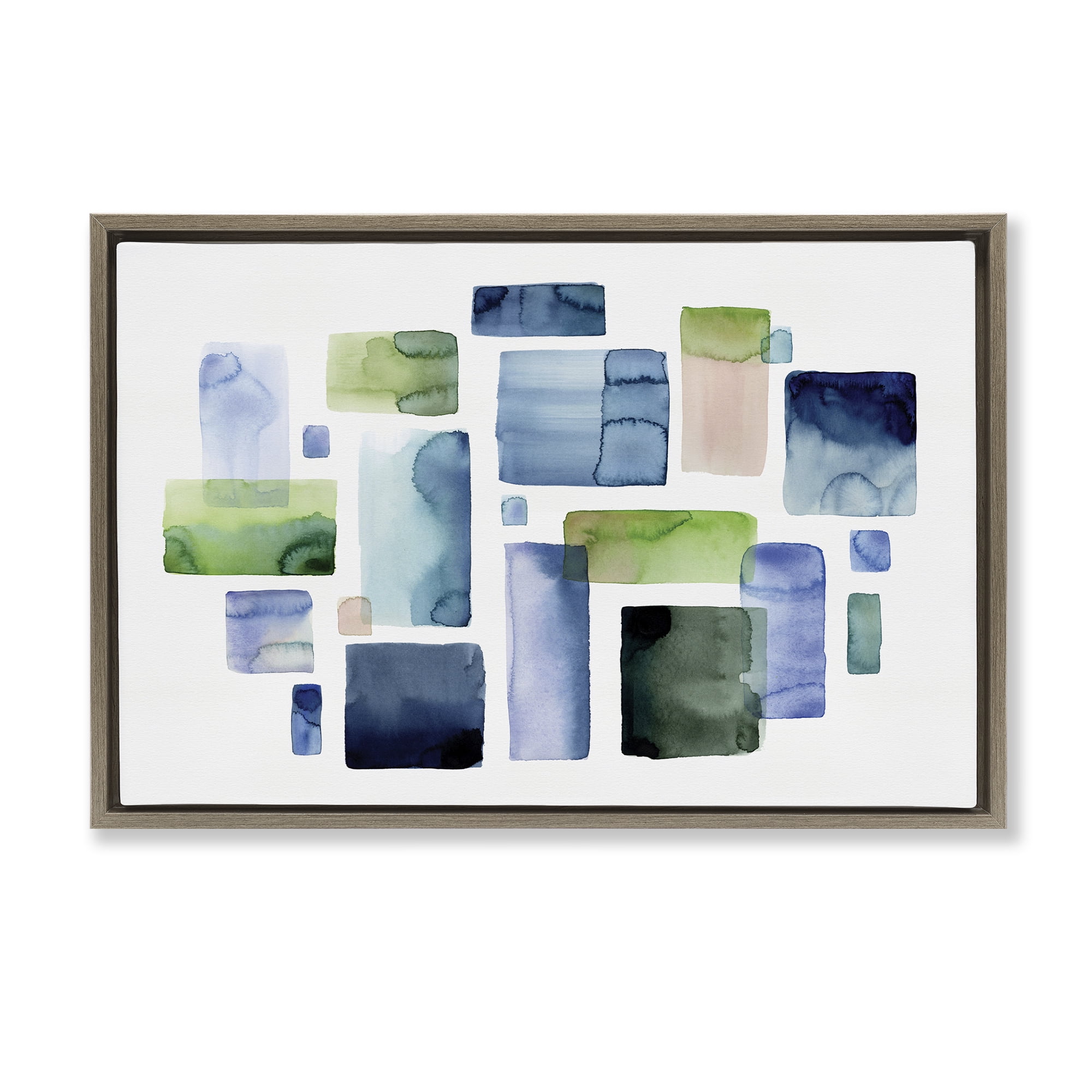 Stupell Industries Asymmetrical Watercolor Shapes Abstract Painting Brown Floater Framed Canvas Art Print Wall Art, 25 x 17