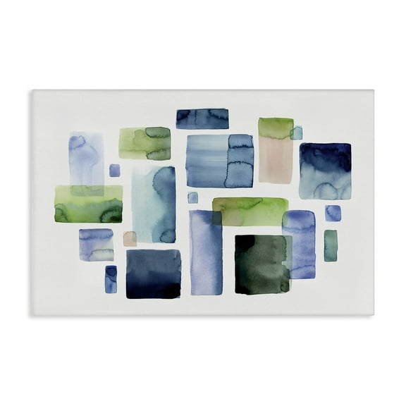 Stupell Industries Asymmetrical Watercolor Shapes Abstract Painting Gallery Wrapped Canvas Art Print Wall Art, 24 x 16