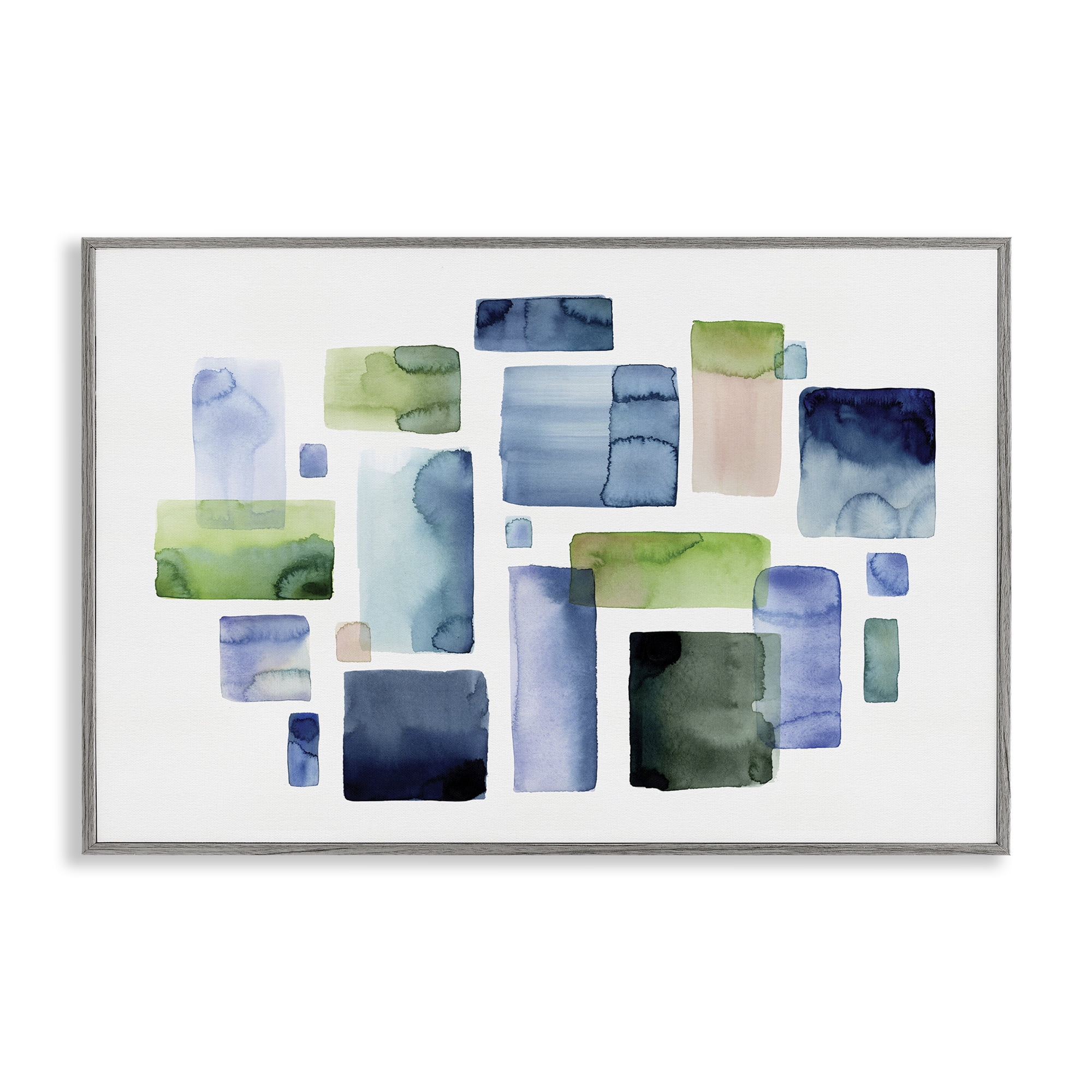 Stupell Industries Asymmetrical Watercolor Shapes Abstract Painting Gray Framed Art Print Wall Art, 30 x 20