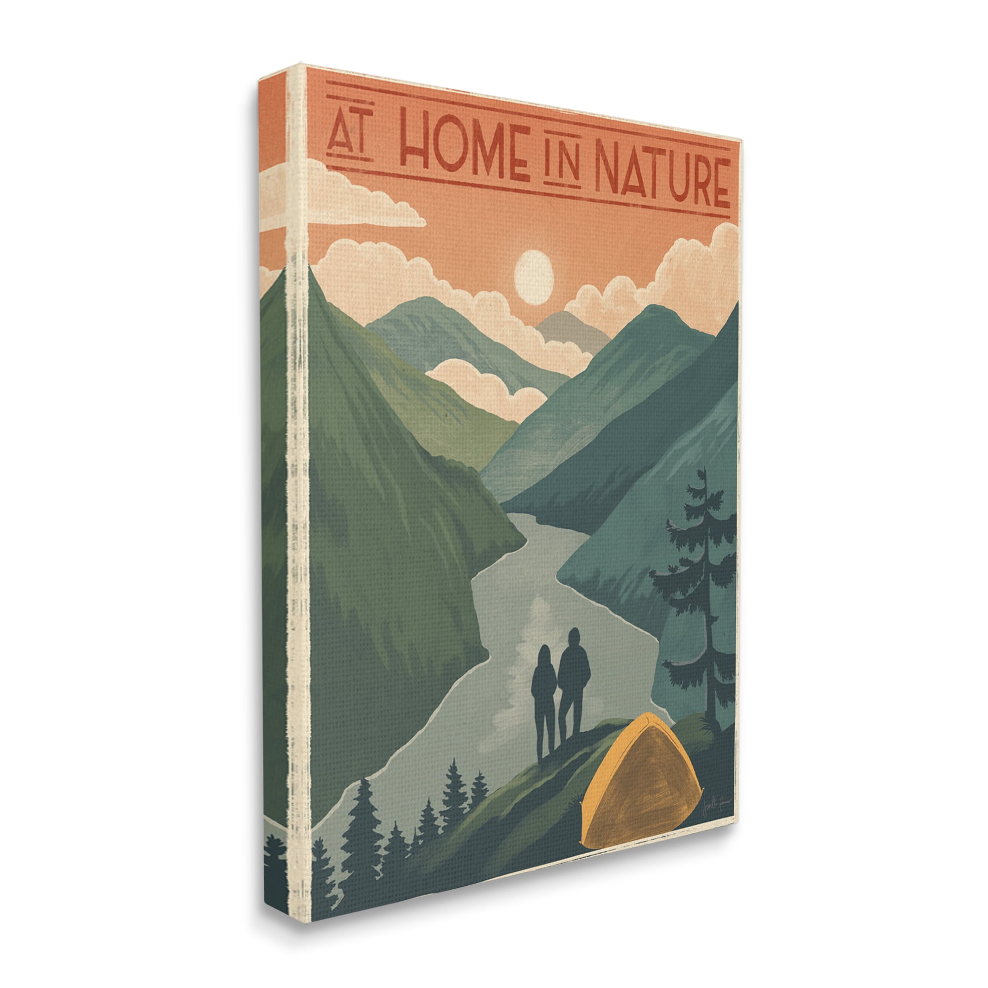 Stupell Industries At Home In Nature Phrase Camping Tent Mountains Inspirational Painting Gallery Wrapped Canvas Print Wall Art, 24 x 30
