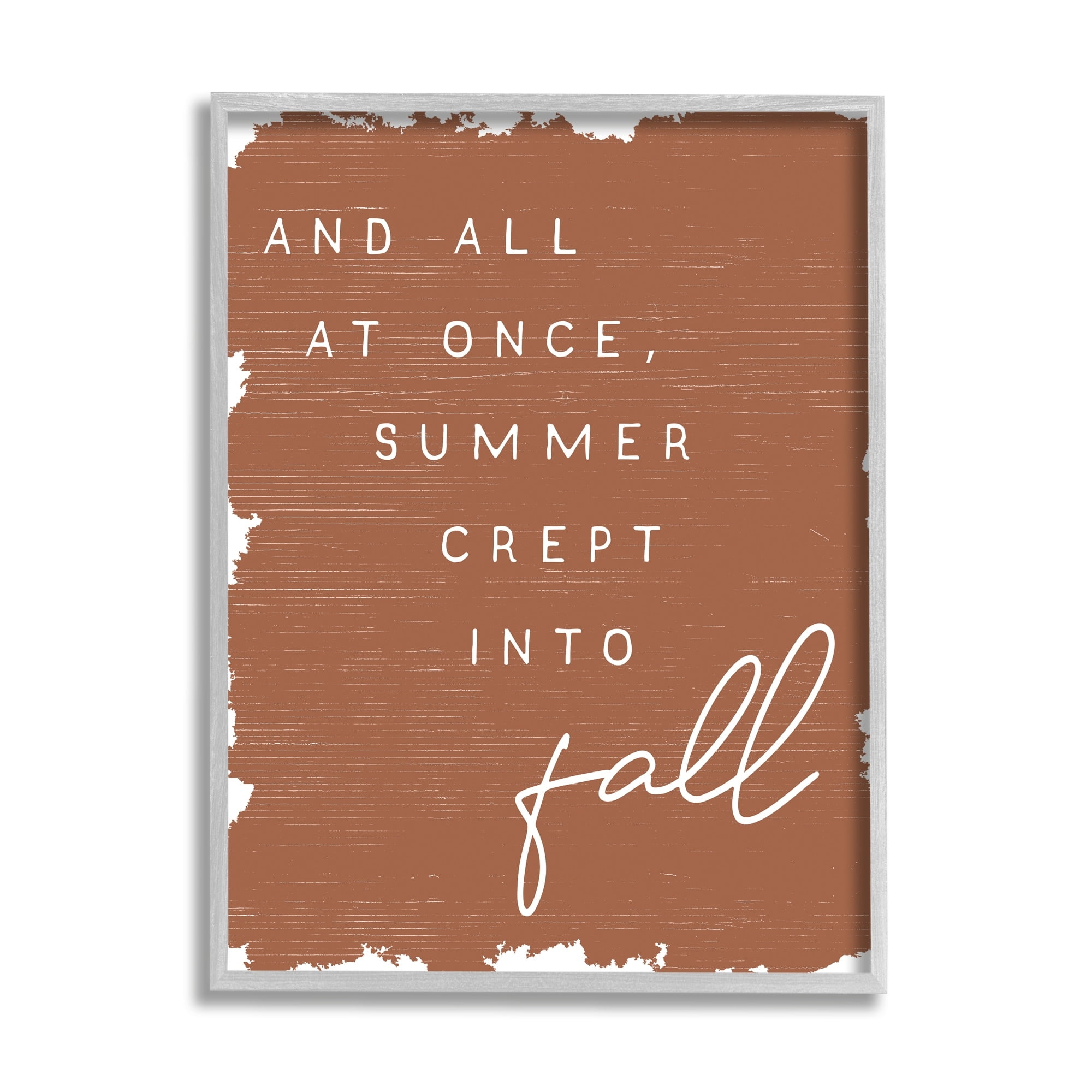 Stupell Industries At Once Summer Into Fall Phrase Orange Pattern Graphic Art Gray Framed Art Print Wall Art, 11x14, by Daphne Polselli