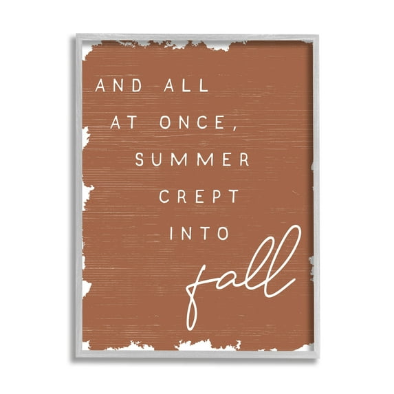 Stupell Industries At Once Summer Into Fall Phrase Orange Pattern Graphic Art Gray Framed Art Print Wall Art, 24x30, by Daphne Polselli