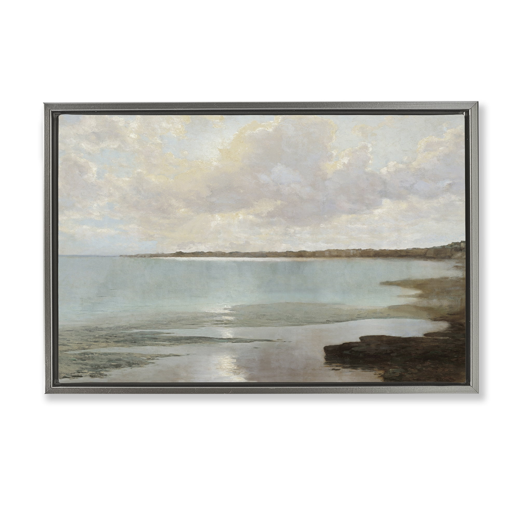 Stupell Industries At The Shore Horizon Gray Framed Floater Canvas Wall Art, design by Christy McKee