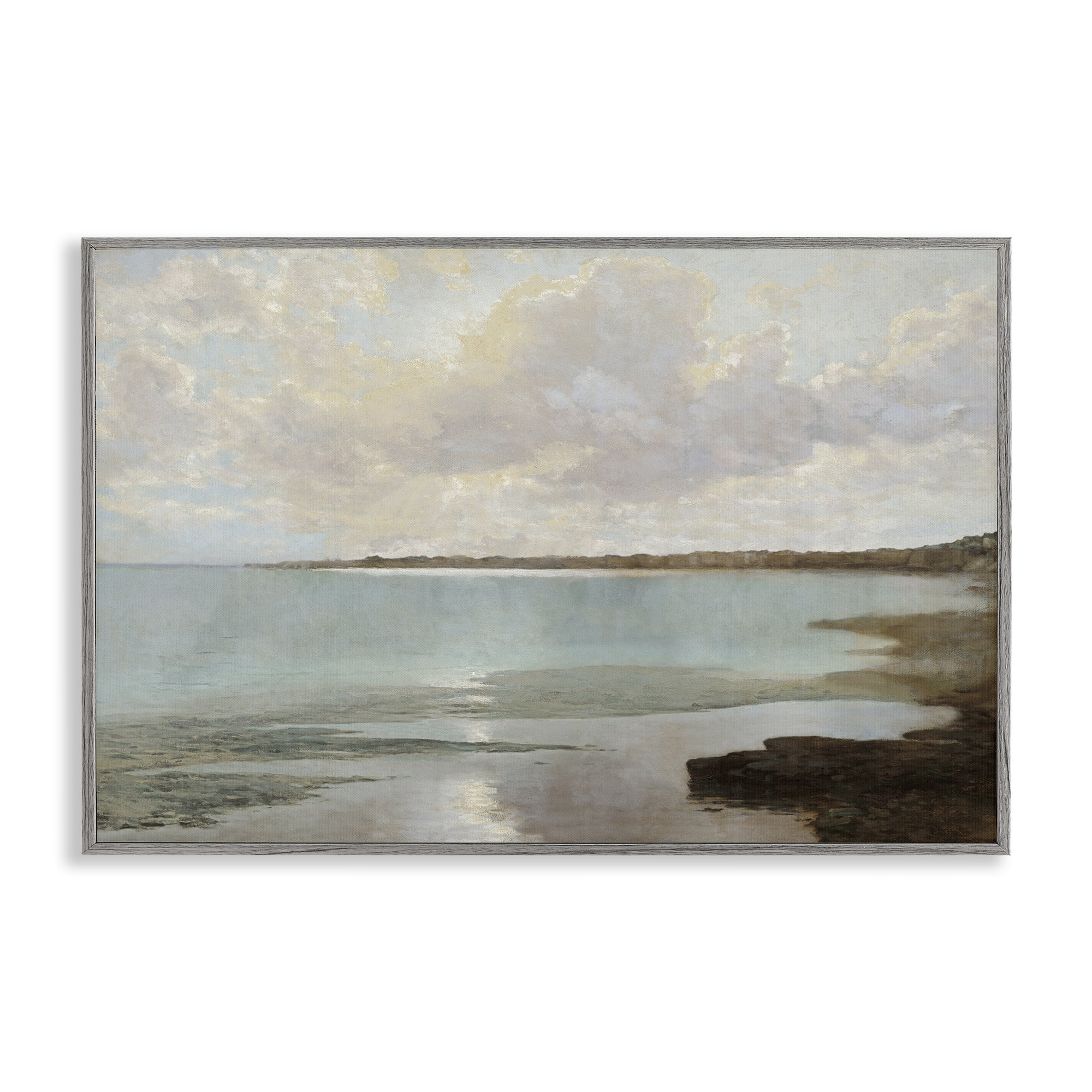 Stupell Industries At The Shore Horizon Gray Framed Giclee Art, design by Christy McKee