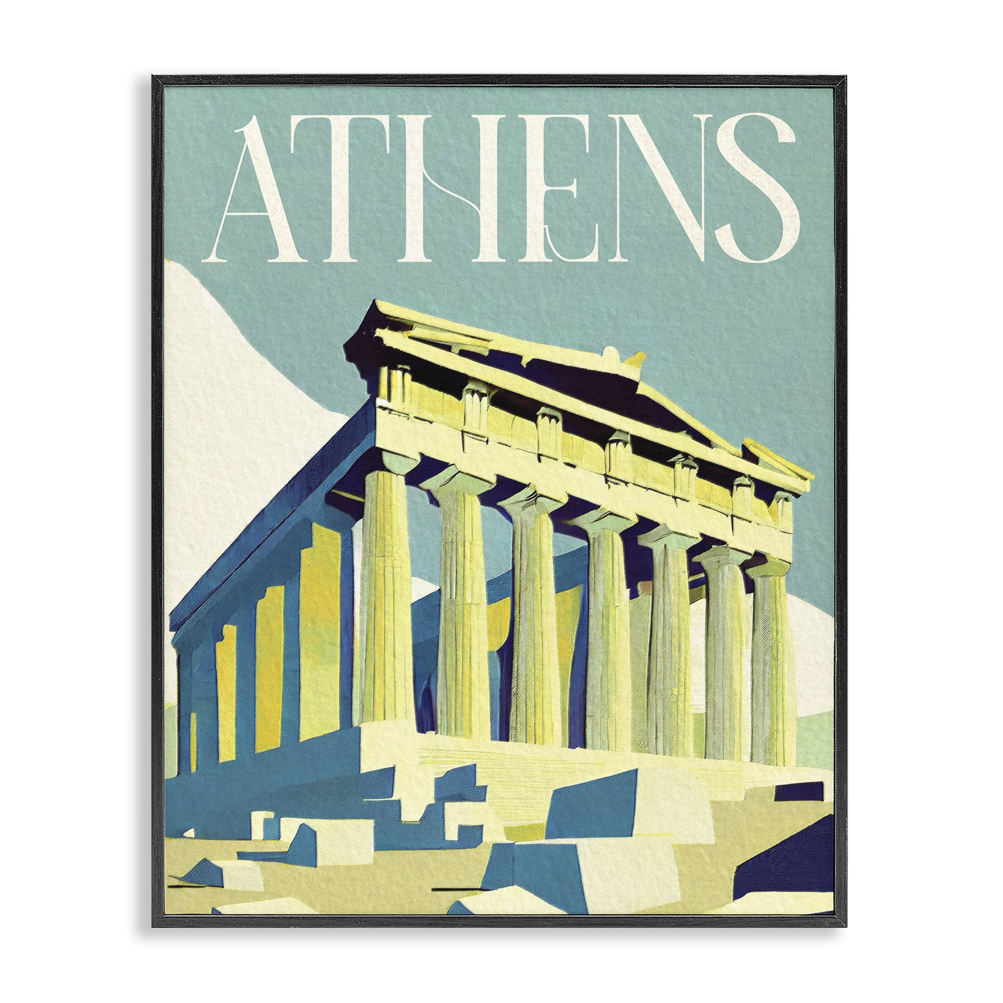 Stupell Industries Athens City Landmark Buildings & Architecture Painting Black Framed Art Print Wall Art, 16 x 20