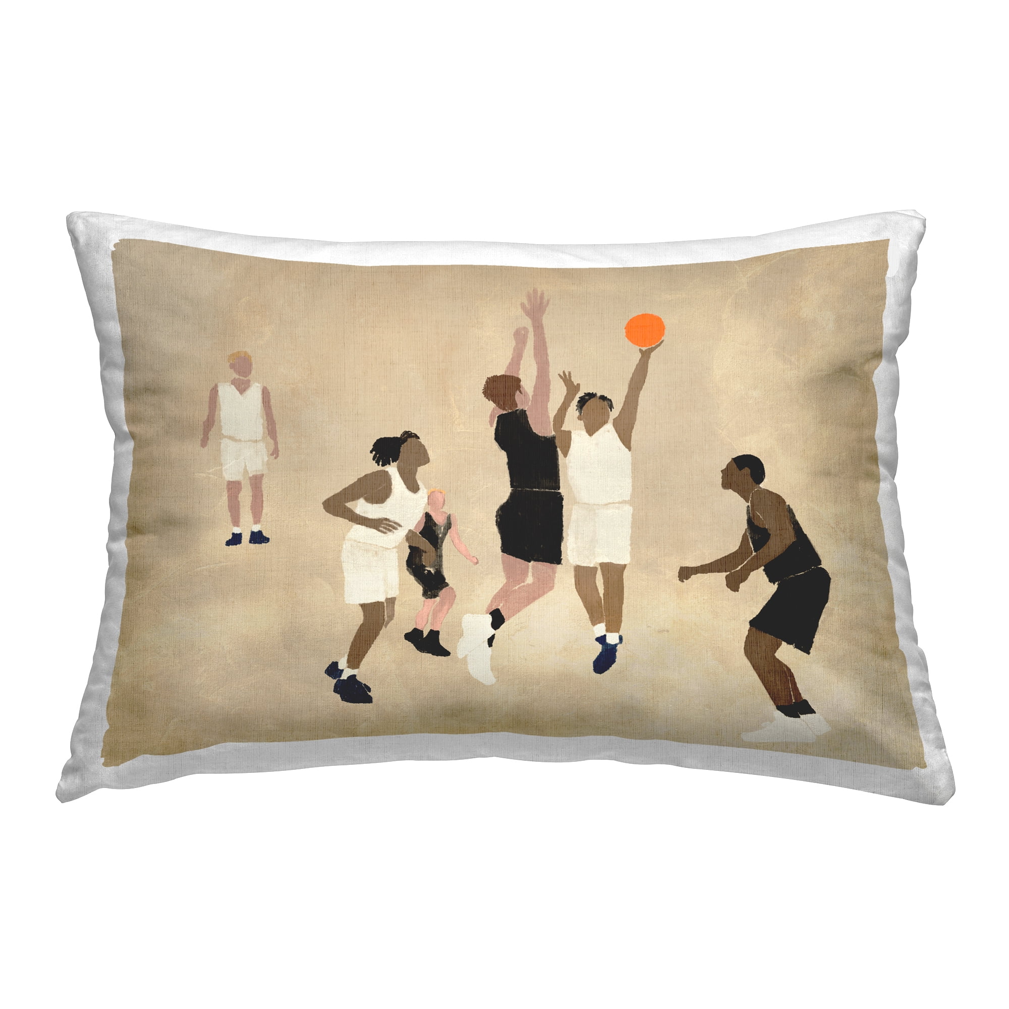 Stupell Industries Athletes Playing Basketball Decorative Printed Throw Pillow Design by Daphne Polselli.