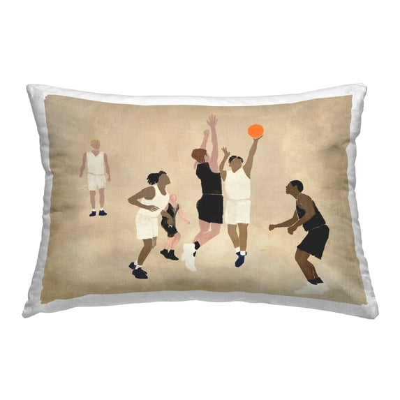 Stupell Industries Athletes Playing Basketball Decorative Printed Throw Pillow Design by Daphne Polselli.