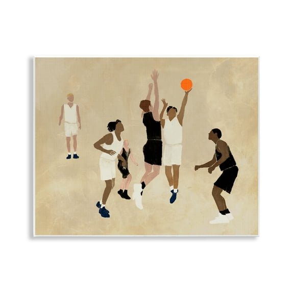 Stupell Industries Athletes Playing Basketball Sports Painting Unframed Art Print Wall Art, 14 x 11