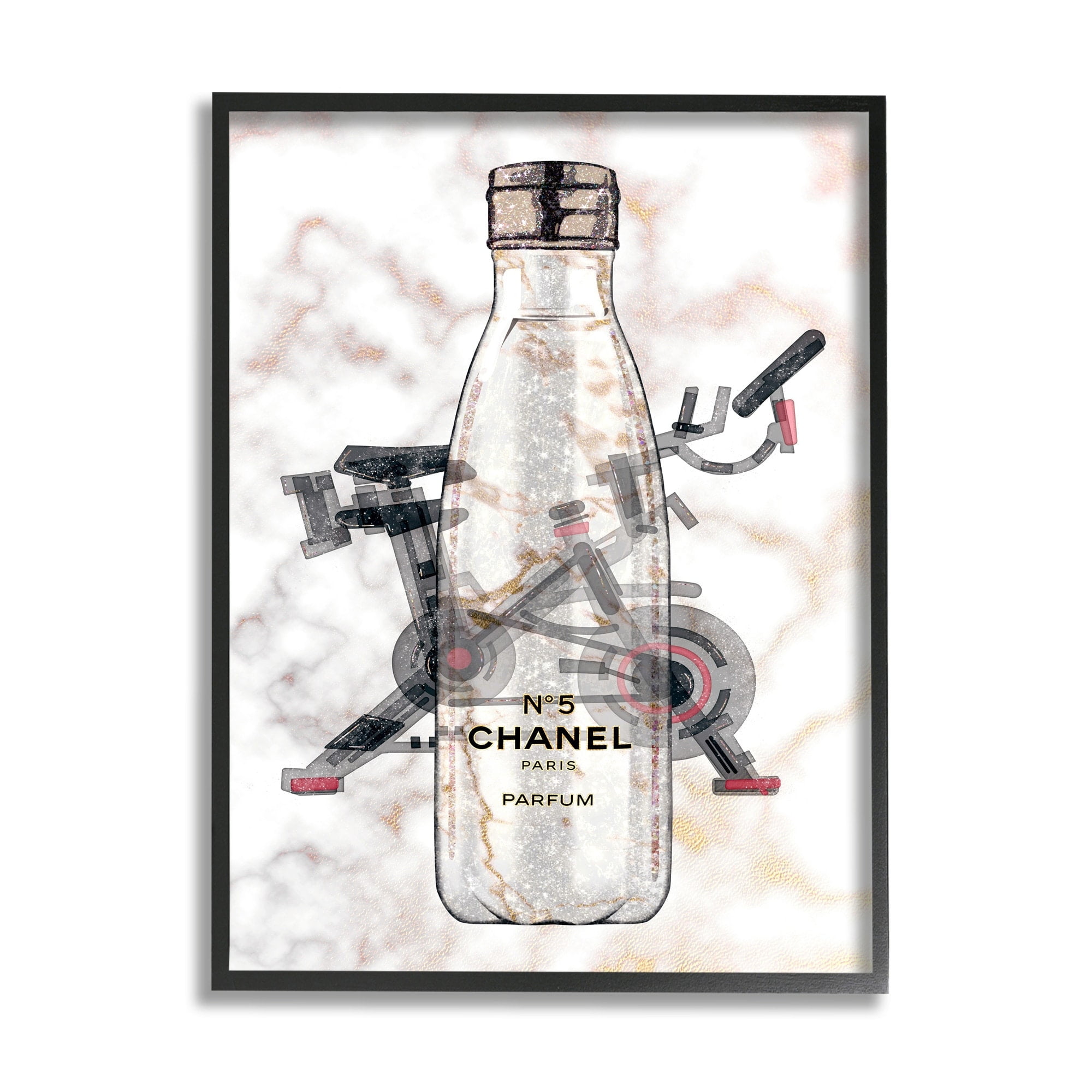 Stupell Industries Athletic Fashion Sports Bottle Exercise Bike Detail Black Framed, 24 x 30, Design by Ziwei Li