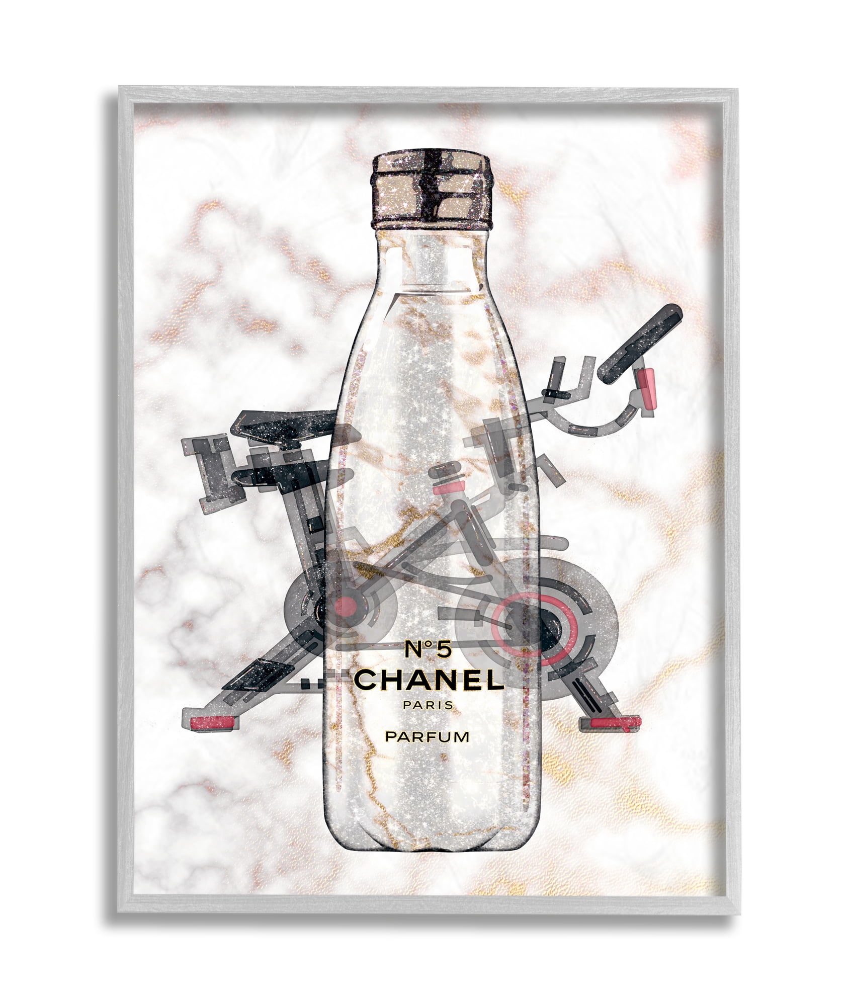 Stupell Industries Athletic Fashion Sports Bottle Exercise Bike Detail Grey Framed, 16 x 20, Design by Ziwei Li