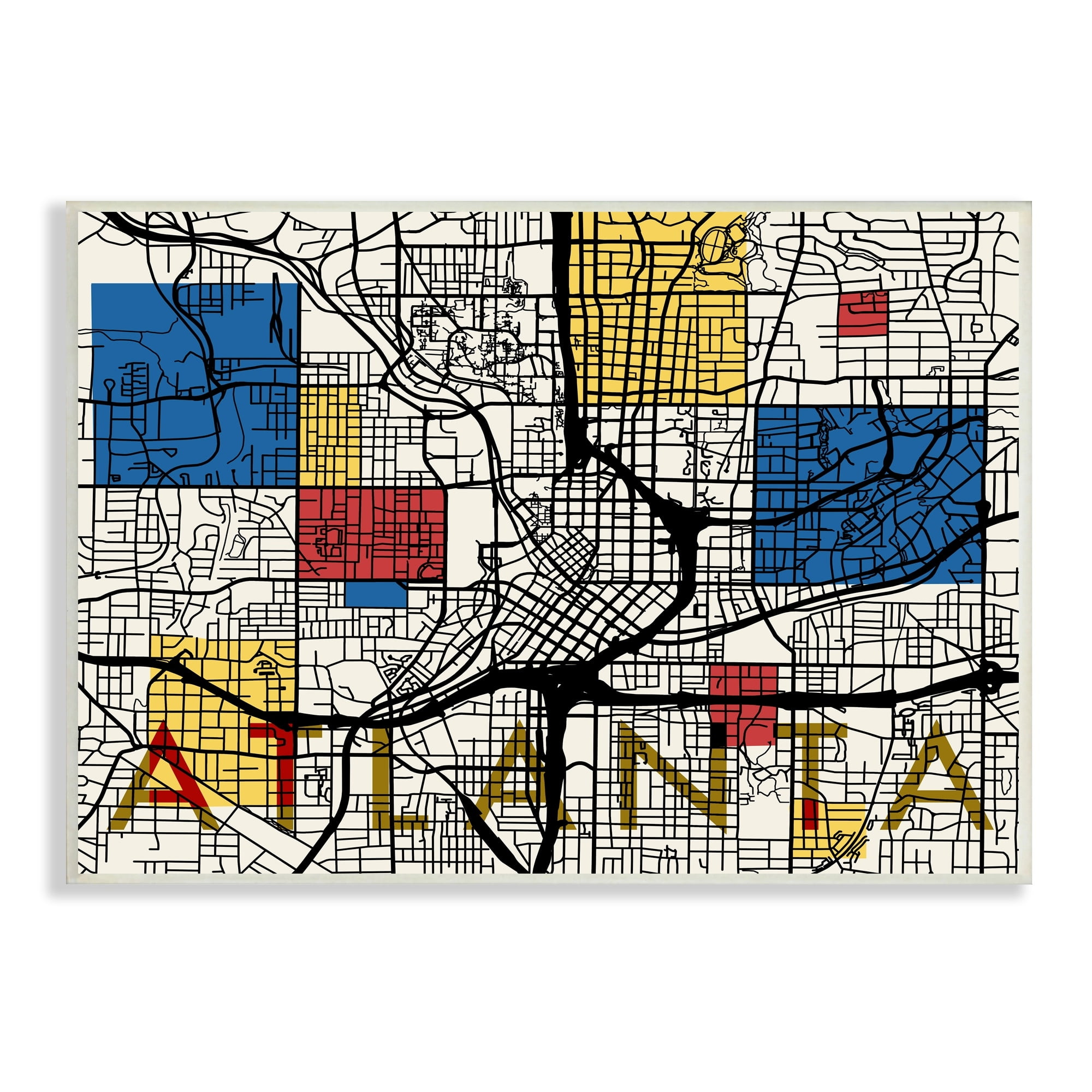 Stupell Industries Atlanta Georgia City Street Map Abstract Primary Squares, 19 x 13, Design by Daphne Polselli