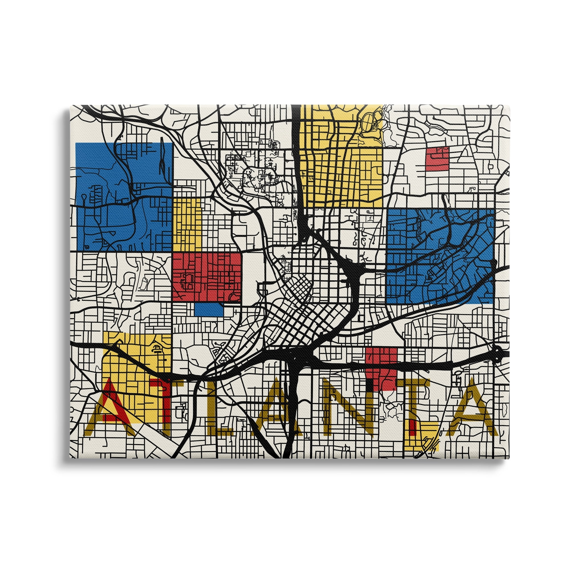 Stupell Industries Atlanta Georgia City Street Map Abstract Primary Squares, 20 x 16, Design by Daphne Polselli