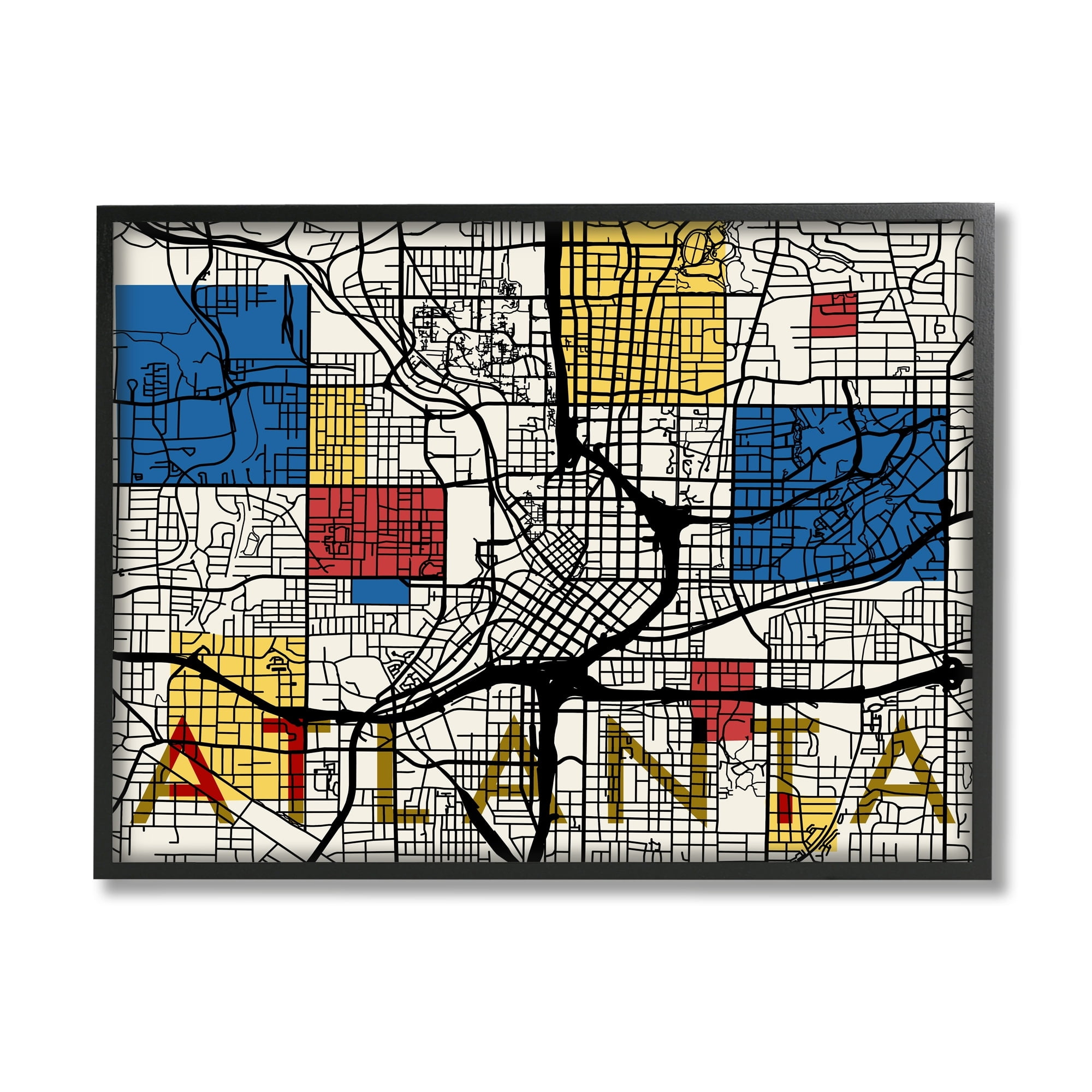 Stupell Industries Atlanta Georgia City Street Map Abstract Primary Squares, 30 x 24, Design by Daphne Polselli