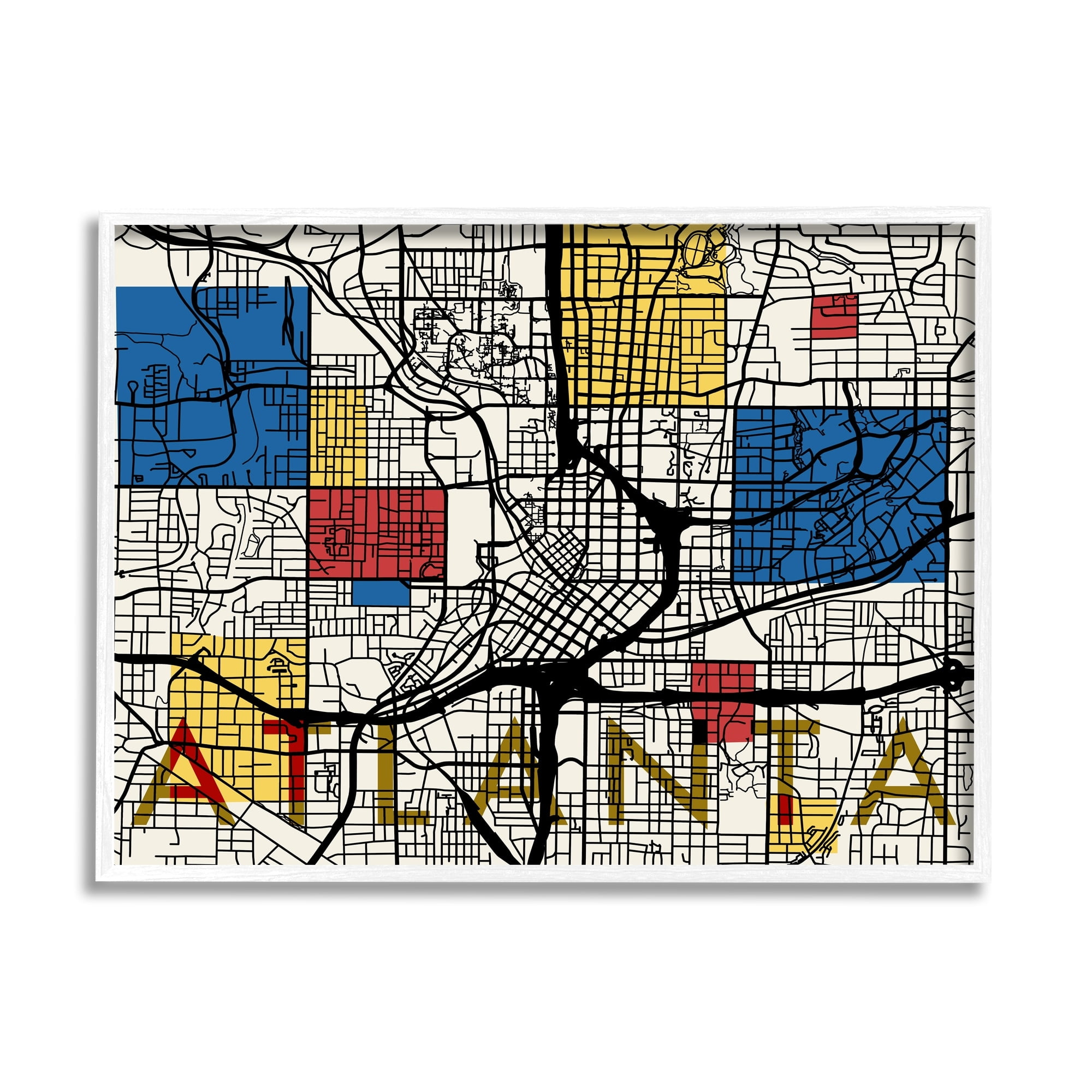 Stupell Industries Atlanta Georgia City Street Map Abstract Primary Squares, 30 x 24, Design by Daphne Polselli