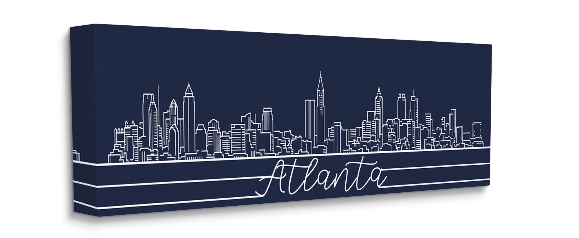 Stupell Industries Atlanta Georgia Linework City Skyline Deep Blue Canvas Wall Art, 13 x 30, Design by Daphne Polselli
