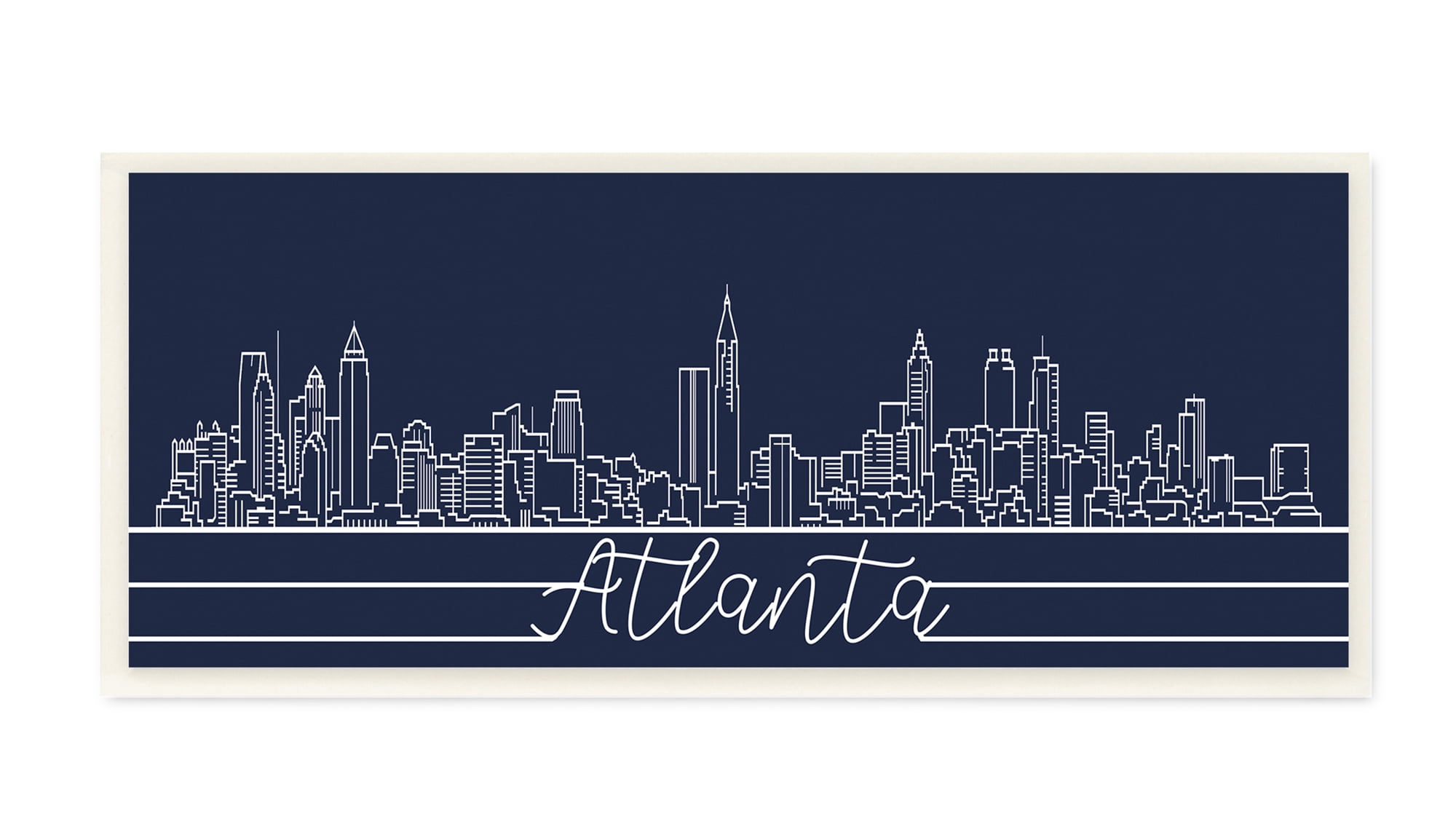 Stupell Industries Atlanta Georgia Linework City Skyline Deep Blue Wall Plaque, 7 x 17, Design by Daphne Polselli