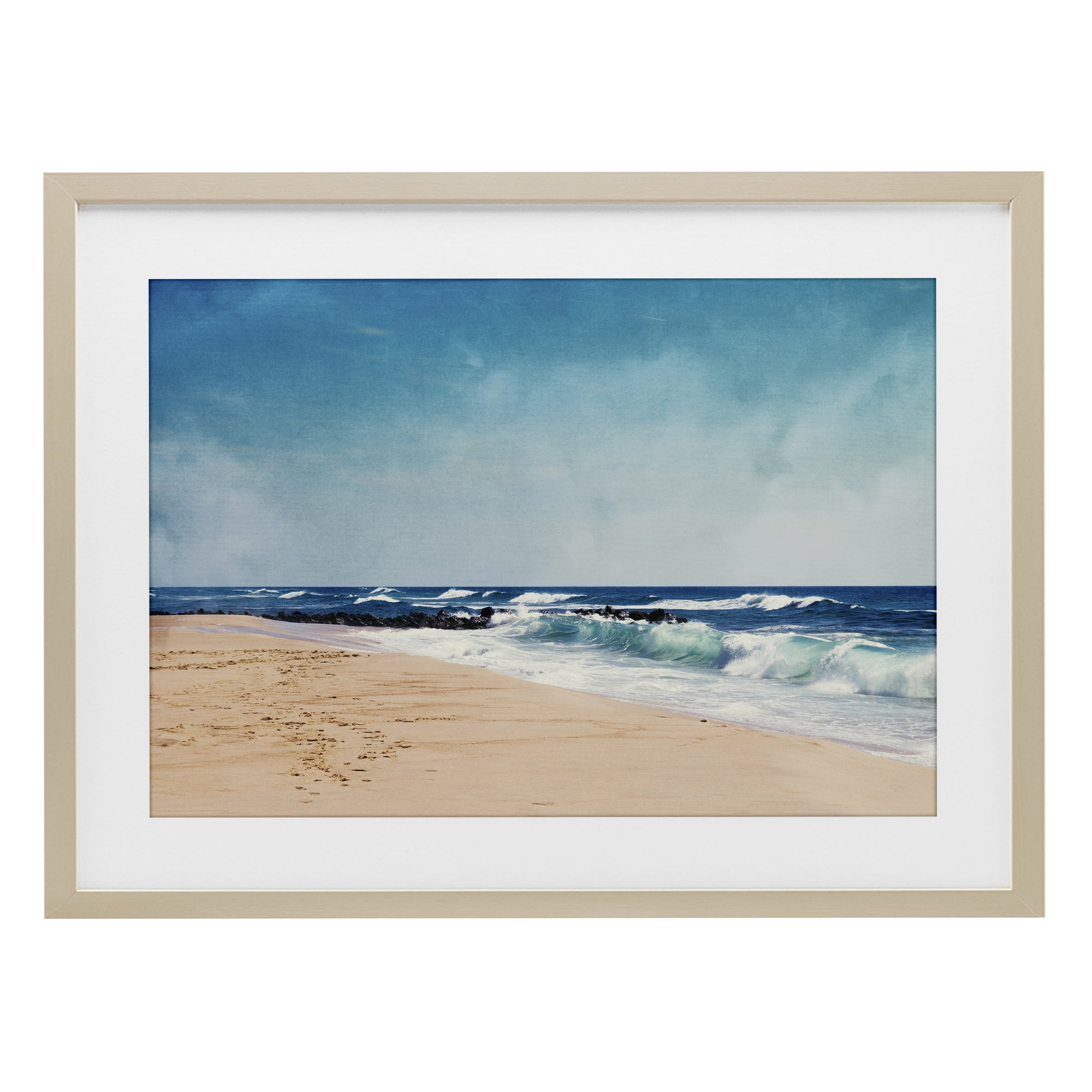 Stupell Industries Atlantic Waves Shoreline Birch Framed Print Under Glass, design by Dirk Wüstenhagen
