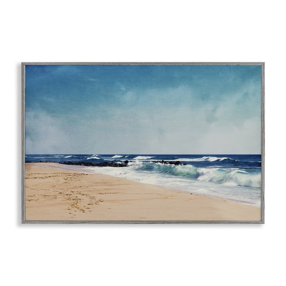 Stupell Industries Transitional Atlantic Waves Shoreline Gray Framed Giclee Art, 30 x 20, by Dirk Wüstenhagen