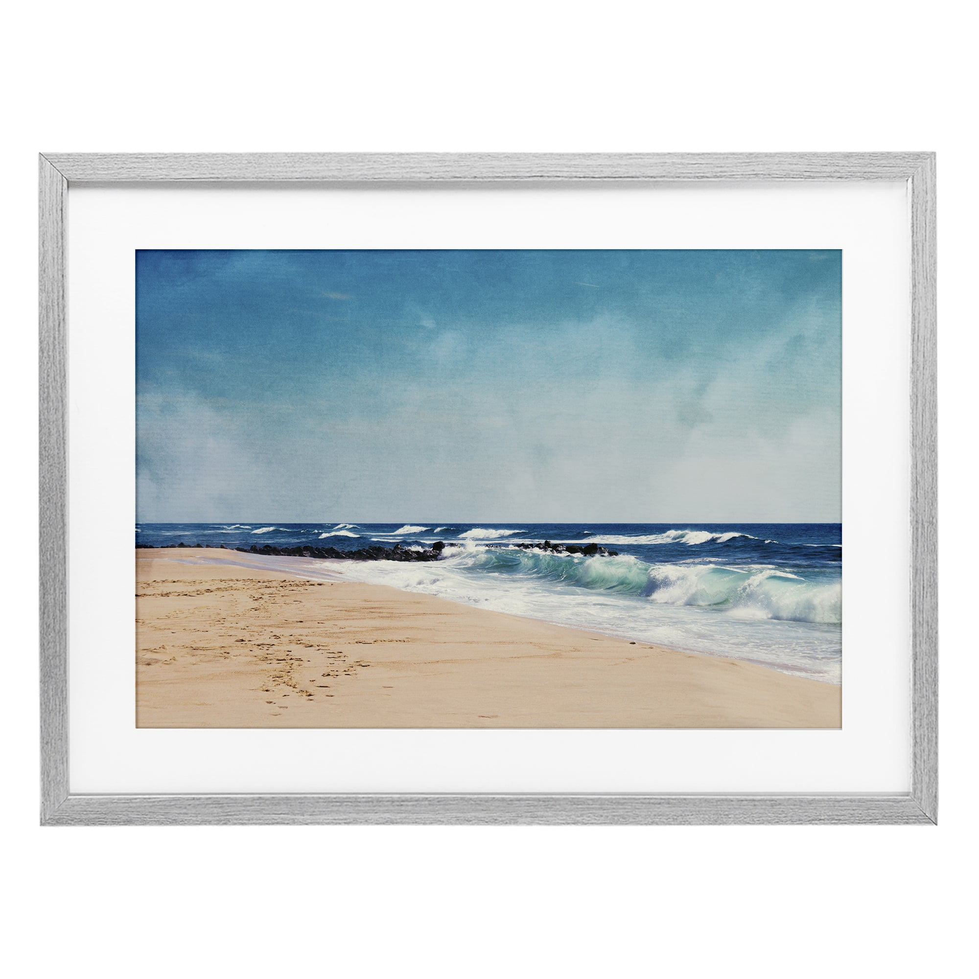 Stupell Industries Atlantic Waves Shoreline Gray Framed Print Under Glass, design by Dirk Wüstenhagen