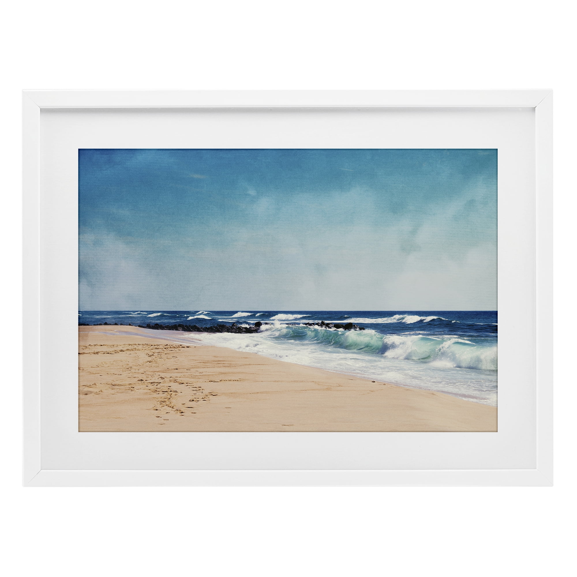 Stupell Industries Atlantic Waves Shoreline White Framed Print Under Glass, design by Dirk Wüstenhagen