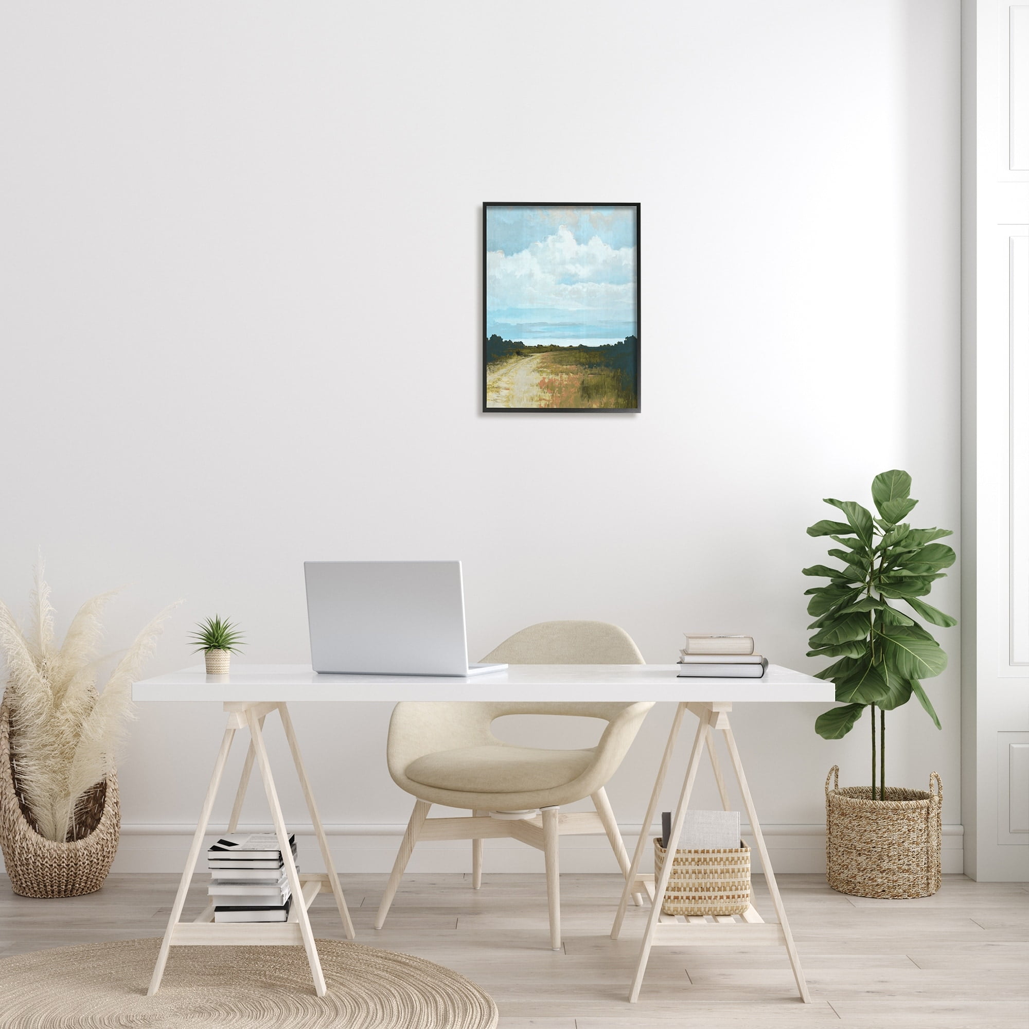 Stupell Industries Atmospheric Blue Clouds Over Rural Country Path Painting Black Framed Art Print Wall Art, Design by Cloverfield & Co.