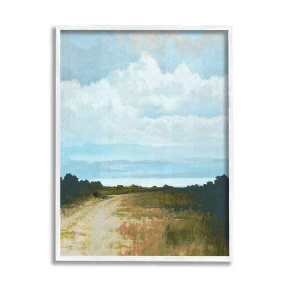 Stupell Industries Atmospheric Blue Clouds Over Rural Country Path Painting White Framed Art Print Wall Art, Design by Cloverfield & Co.