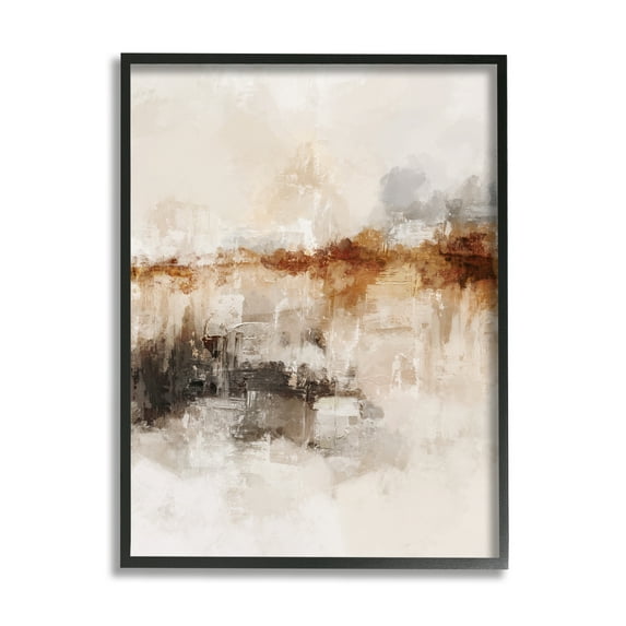 Stupell Industries Atmospheric Brown & Beige Abstract Painting Black Framed Art Print Wall Art, 16 x 20
