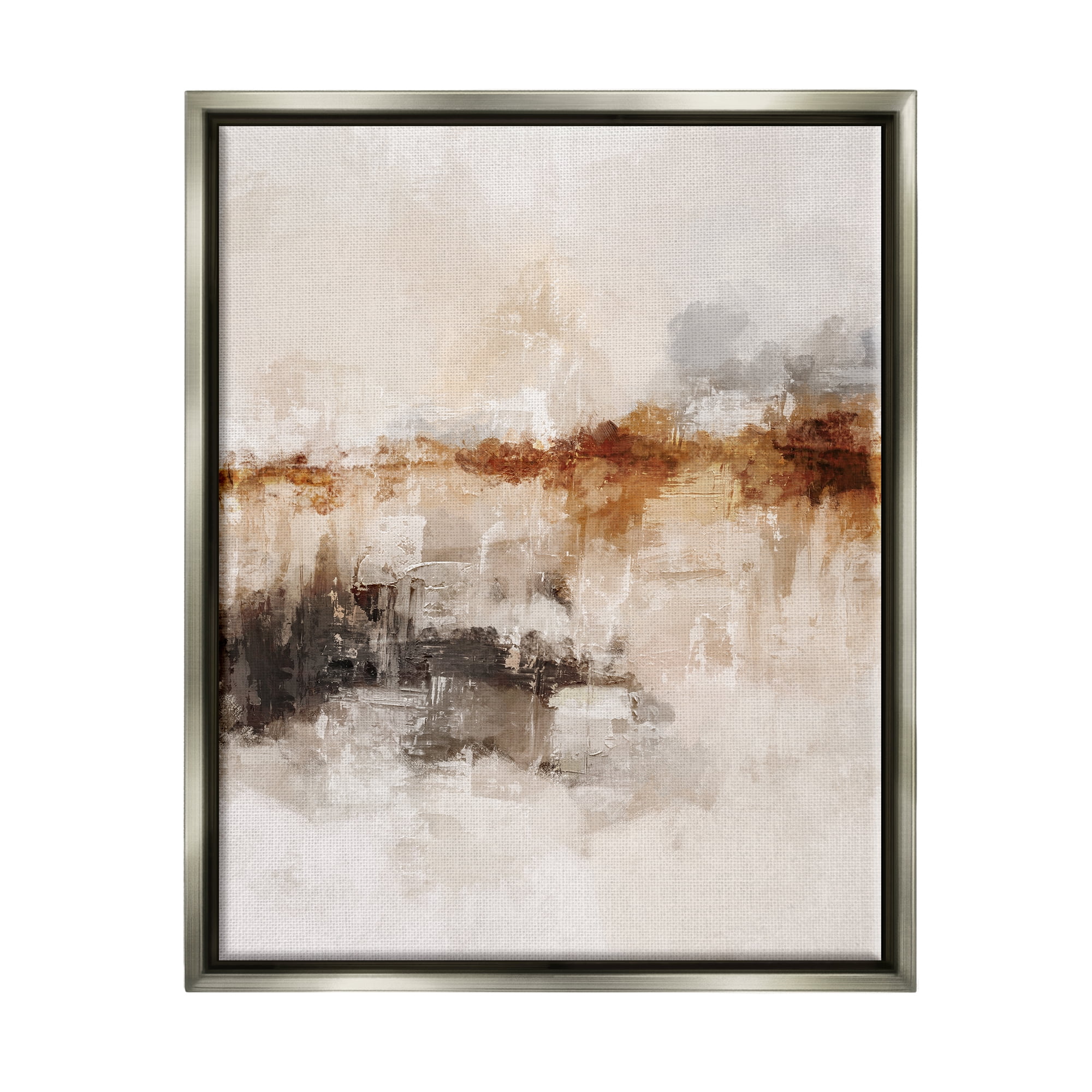 Stupell Industries Atmospheric Brown & Beige Abstract Painting Gray Floater Framed Art Print Wall Art, 17 x 21
