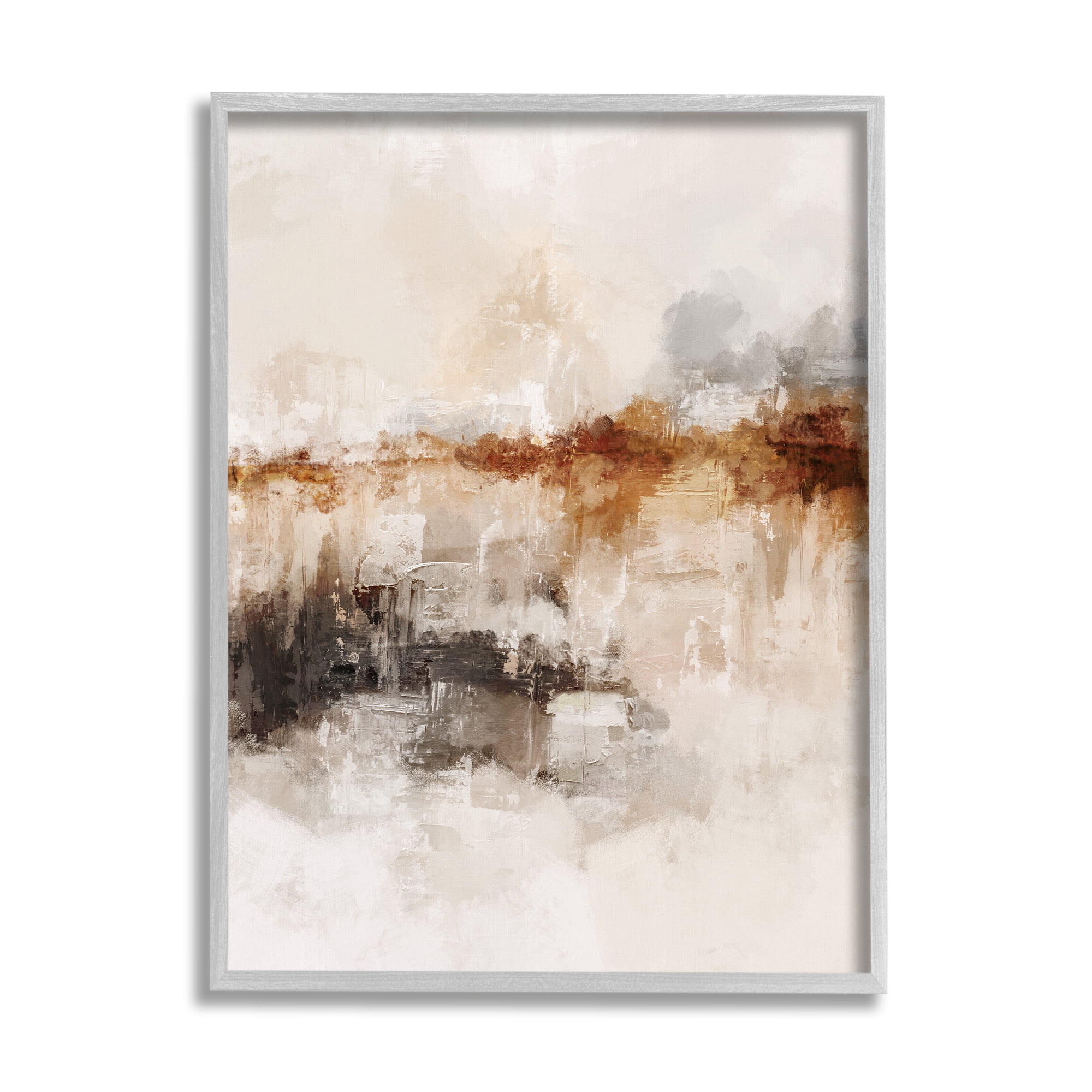 Stupell Industries Atmospheric Brown & Beige Abstract Painting Gray Framed Art Print Wall Art, 11 x 14