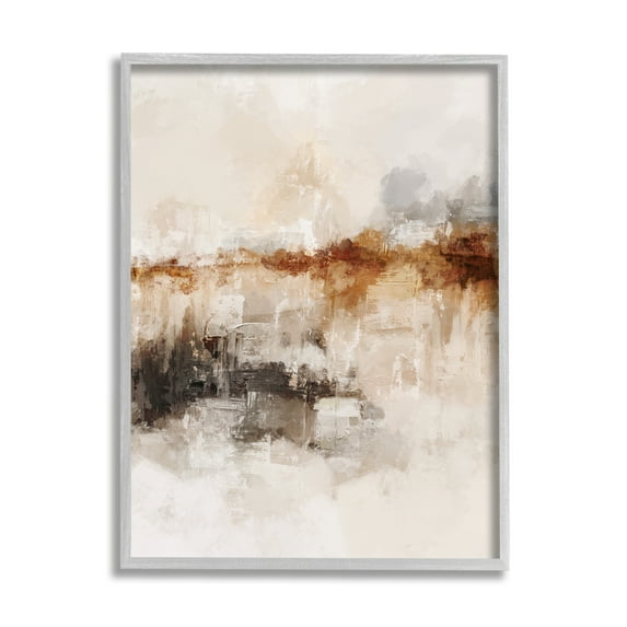 Stupell Industries Atmospheric Brown & Beige Abstract Painting Gray Framed Art Print Wall Art, 16 x 20