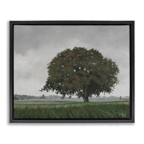 Stupell Industries Atmospheric Lone Tree Black Framed Floater Canvas Wall Art design by Julie Peterson, 17 x 21