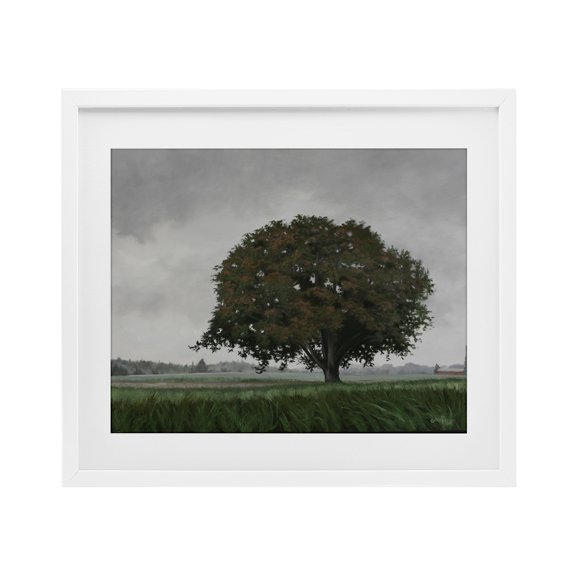 Stupell Industries Atmospheric Lone Tree White Framed Print Under Glass design by Julie Peterson, 13 x 16