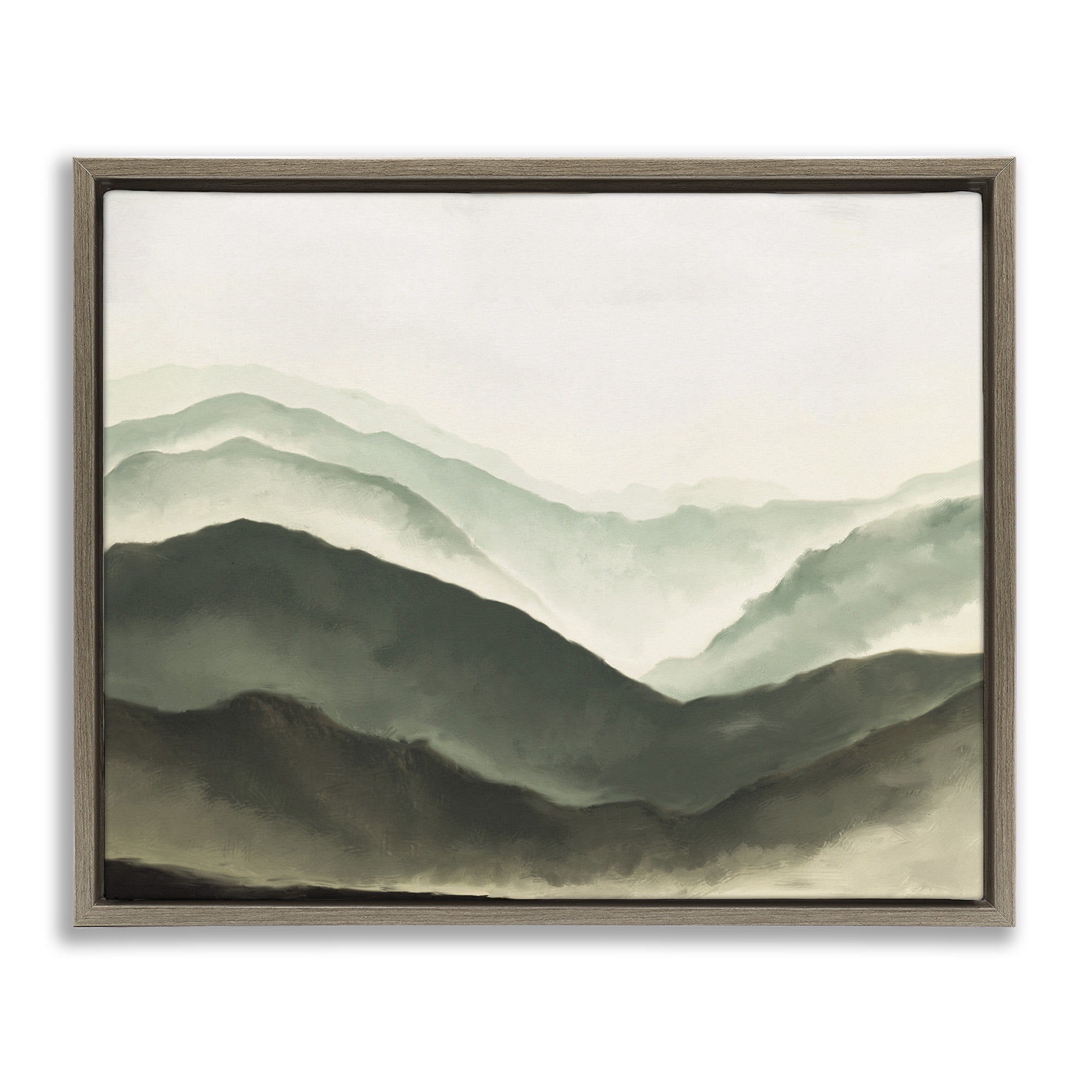 Stupell Industries Atmospheric Mountain Range Abstract Painting Brown Floater Framed Canvas Art Print Wall Art, 31 x 25