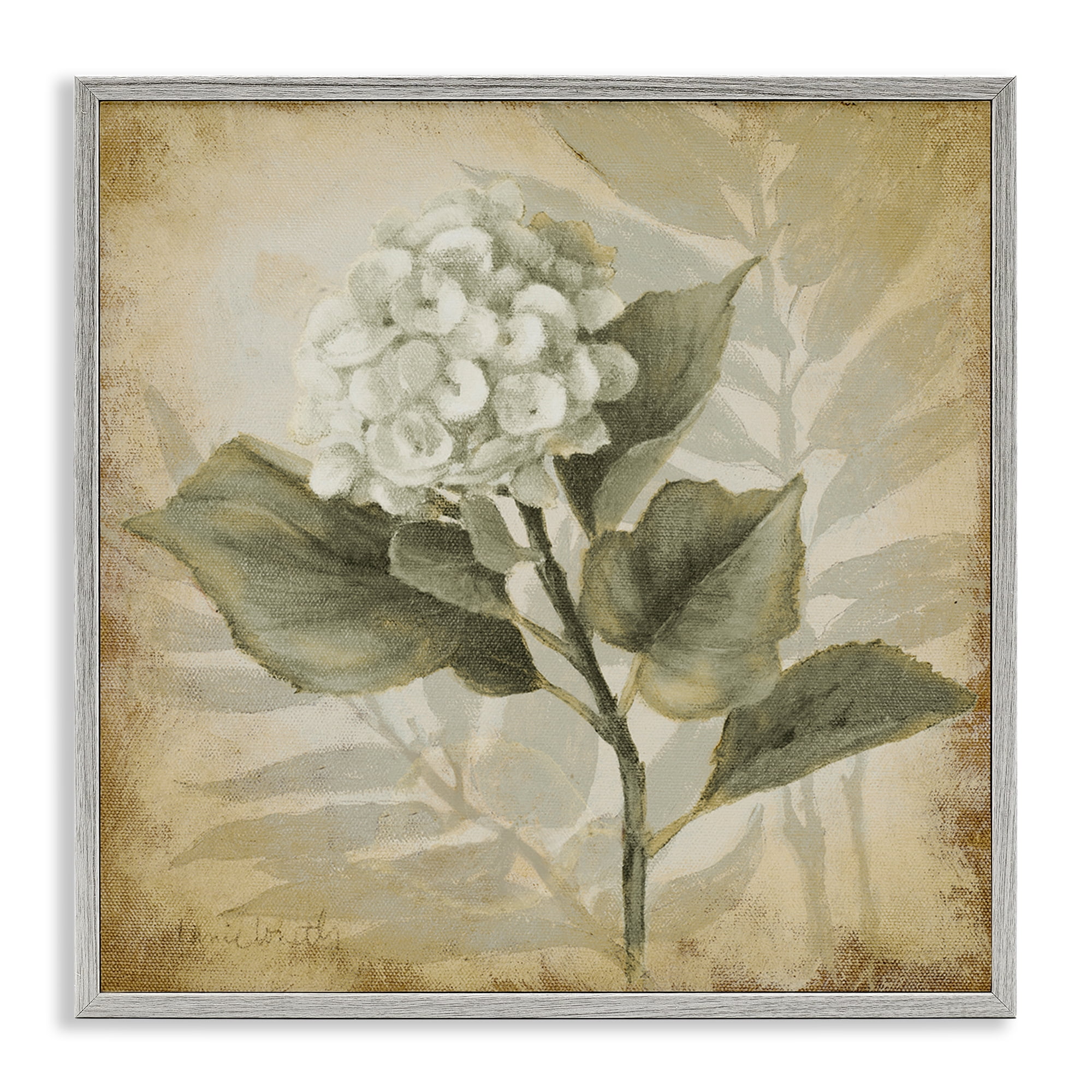 Stupell Industries Aubergine Hydrangea Impression Plants & Flowers Painting Gray Framed Art Print Wall Art, 17 x 17