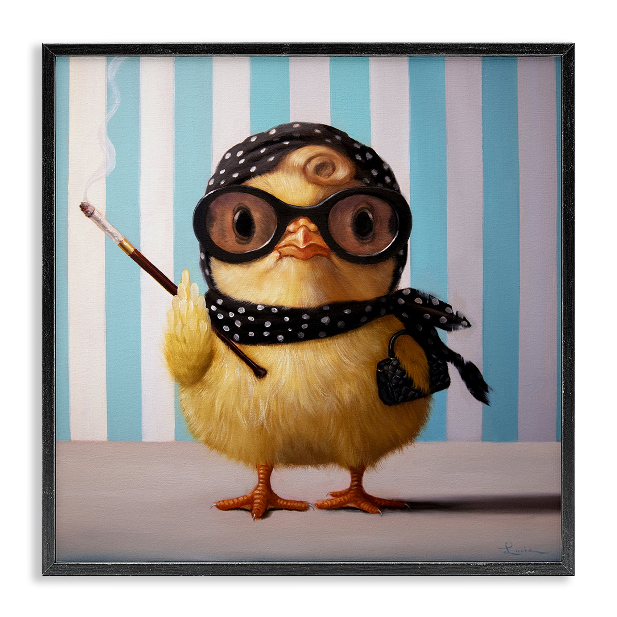 Stupell Industries Audrey Henburn Famous Chick Black Framed Giclee Art, design by Lucia Heffernan