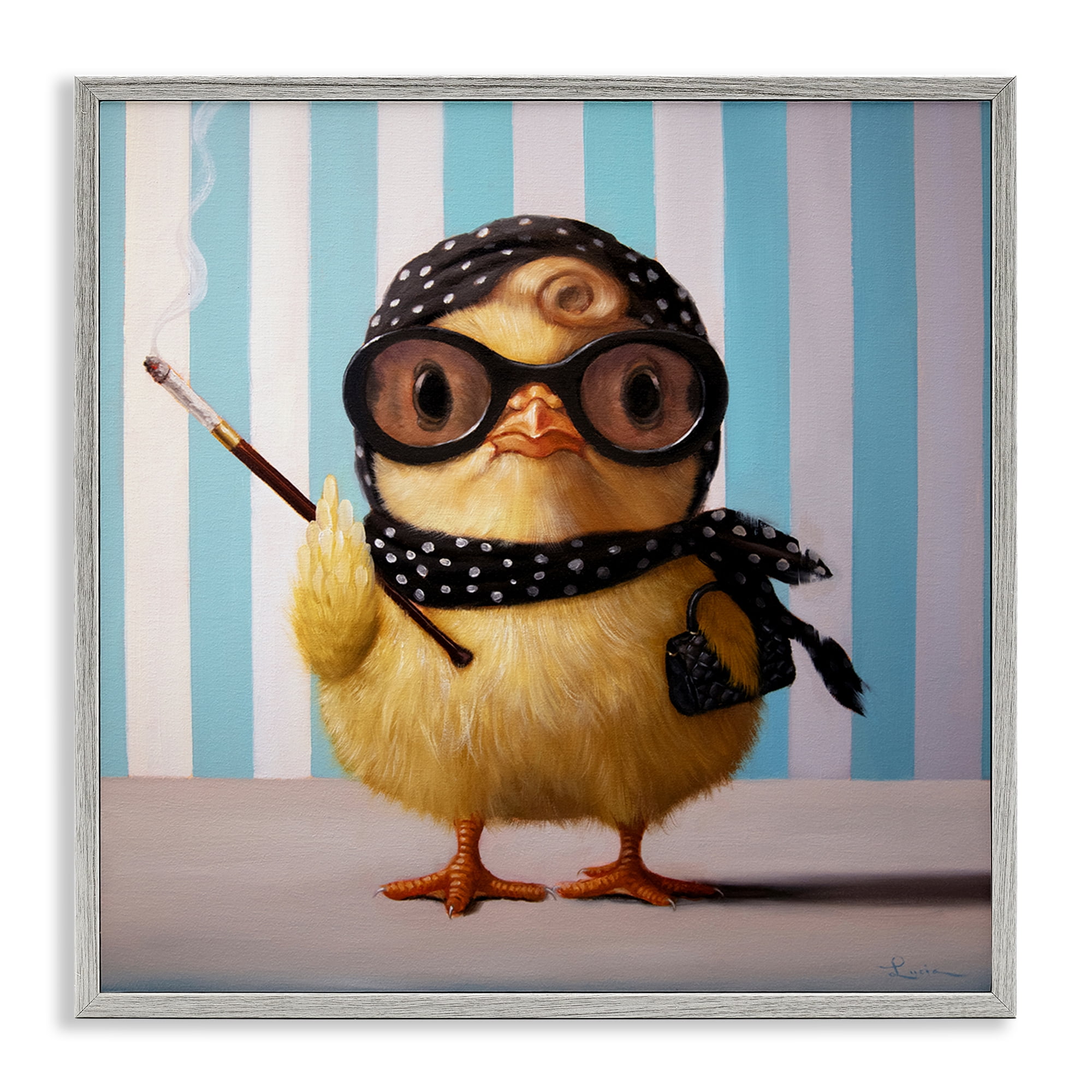 Stupell Industries Audrey Henburn Famous Chick Gray Framed Giclee Art, design by Lucia Heffernan
