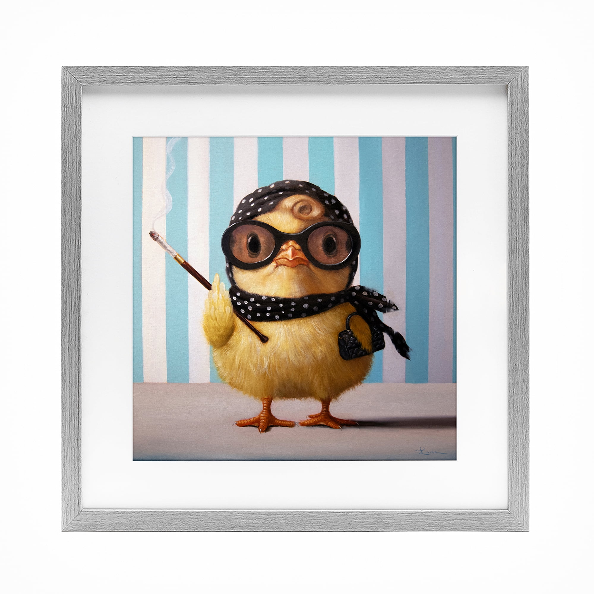 Stupell Industries Audrey Henburn Famous Chick Gray Framed Print Under Glass, design by Lucia Heffernan