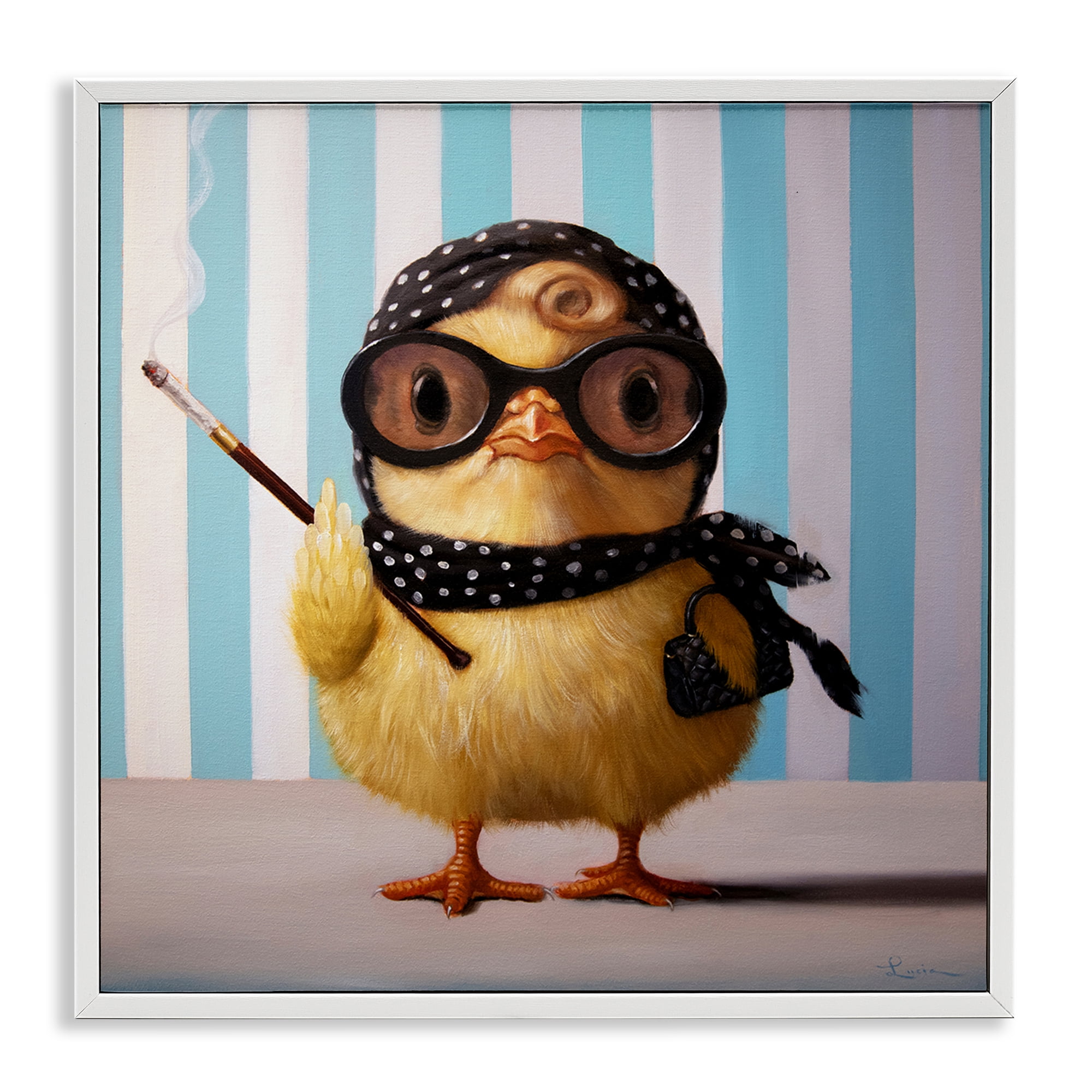 Stupell Industries Audrey Henburn Famous Chick White Framed Giclee Art, design by Lucia Heffernan