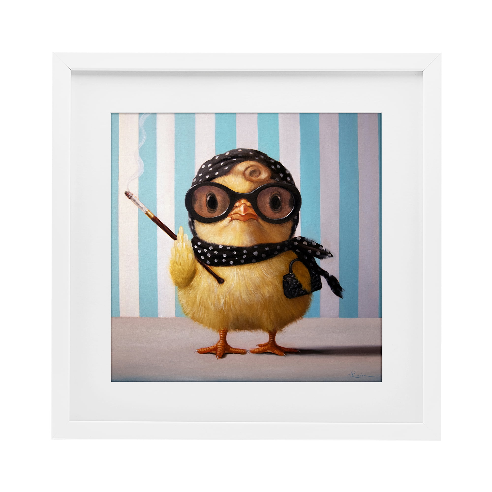 Stupell Industries Audrey Henburn Famous Chick White Framed Print Under Glass, design by Lucia Heffernan