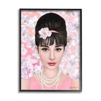 Stupell Industries Audrey Hepburn Polished Fashion Accessories Floral Pattern Graphic Art Black Framed Art Print Wall Art, Design by Diane Neukirch