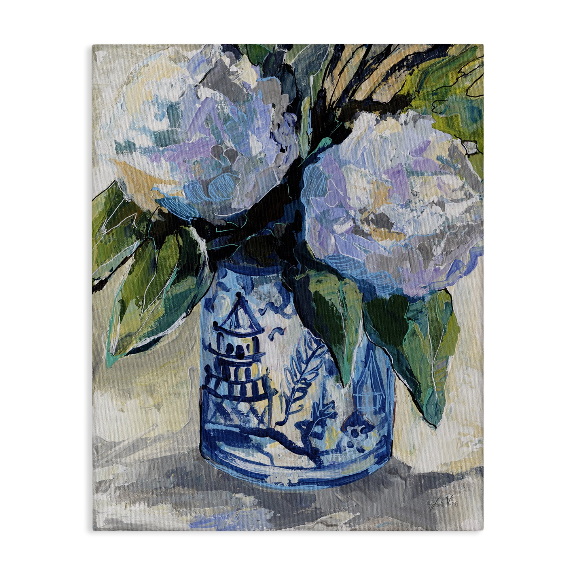 Stupell Industries August Blooming Bouquet Plants & Flowers Painting Wrapped Canvas Art Print Wall Art, 36 x 48